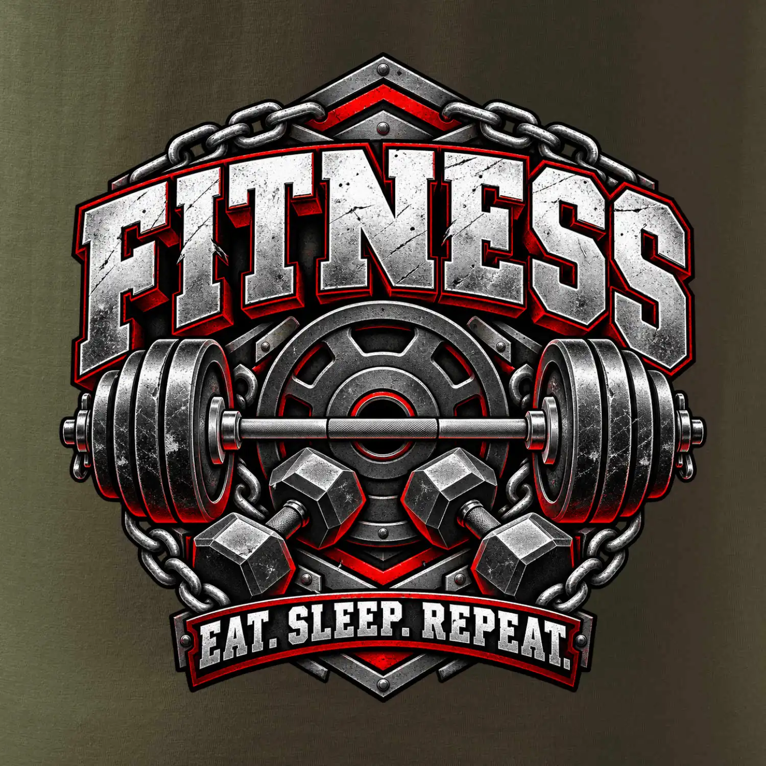 Fitness činka a závaží eat sleep repeat