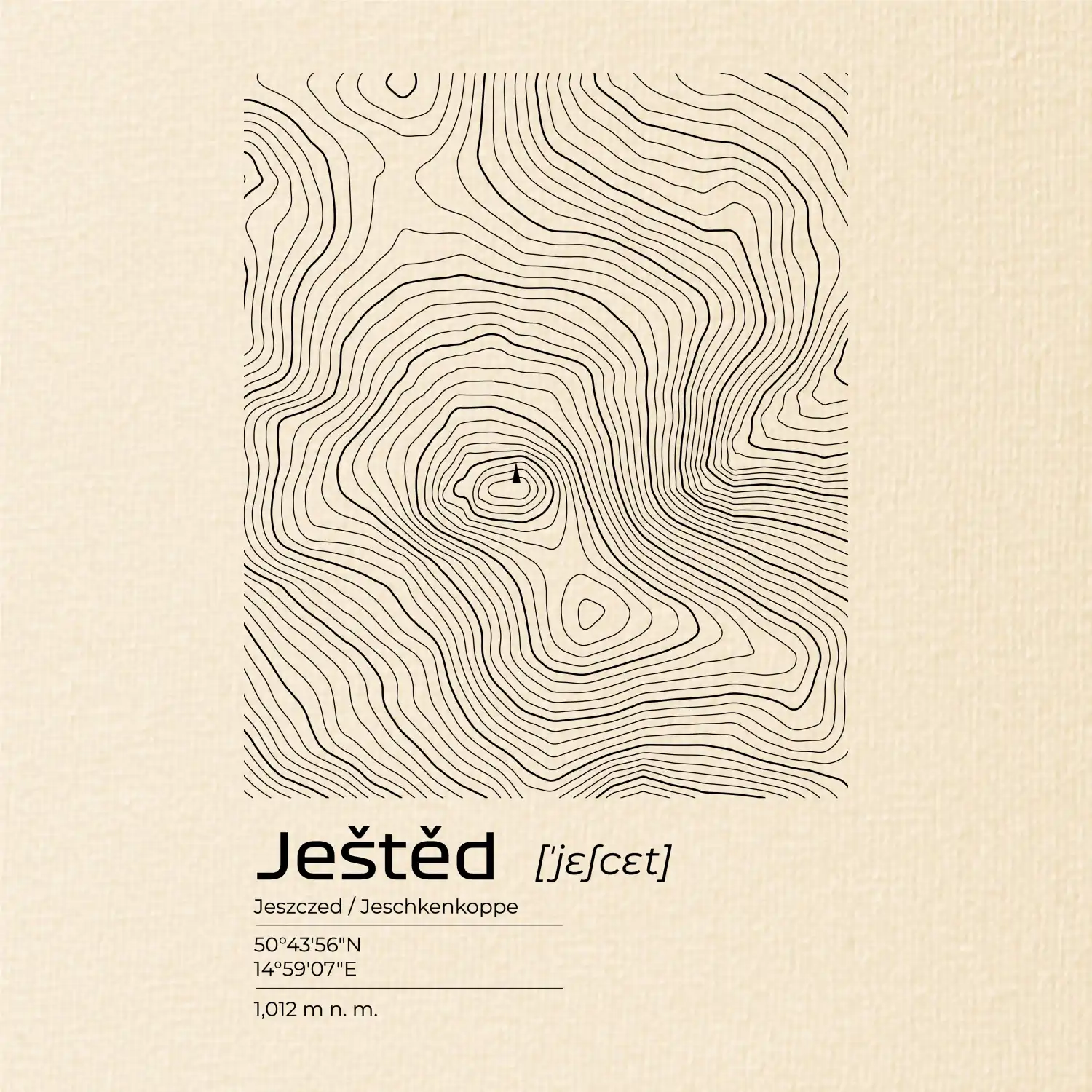 Ještěd - vrstevnice v obdélníku