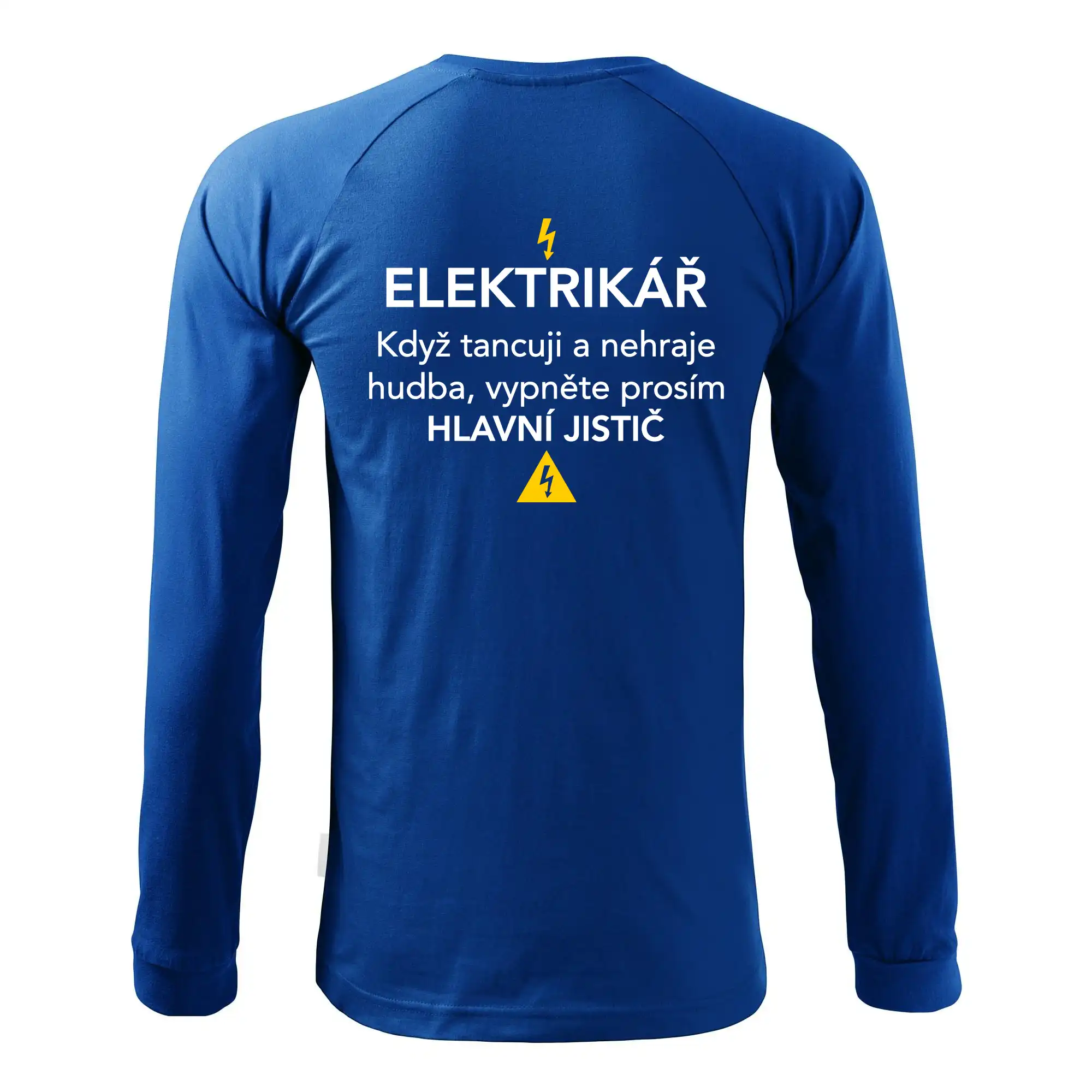 Elektrikář - hlavní jistič - Nápis na zádech