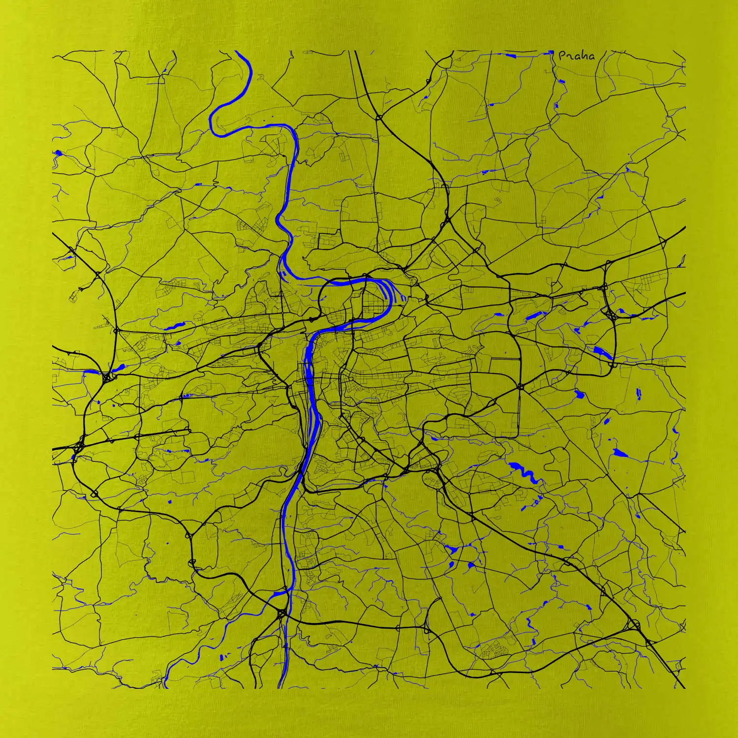 Praha - Mapa s vodními toky