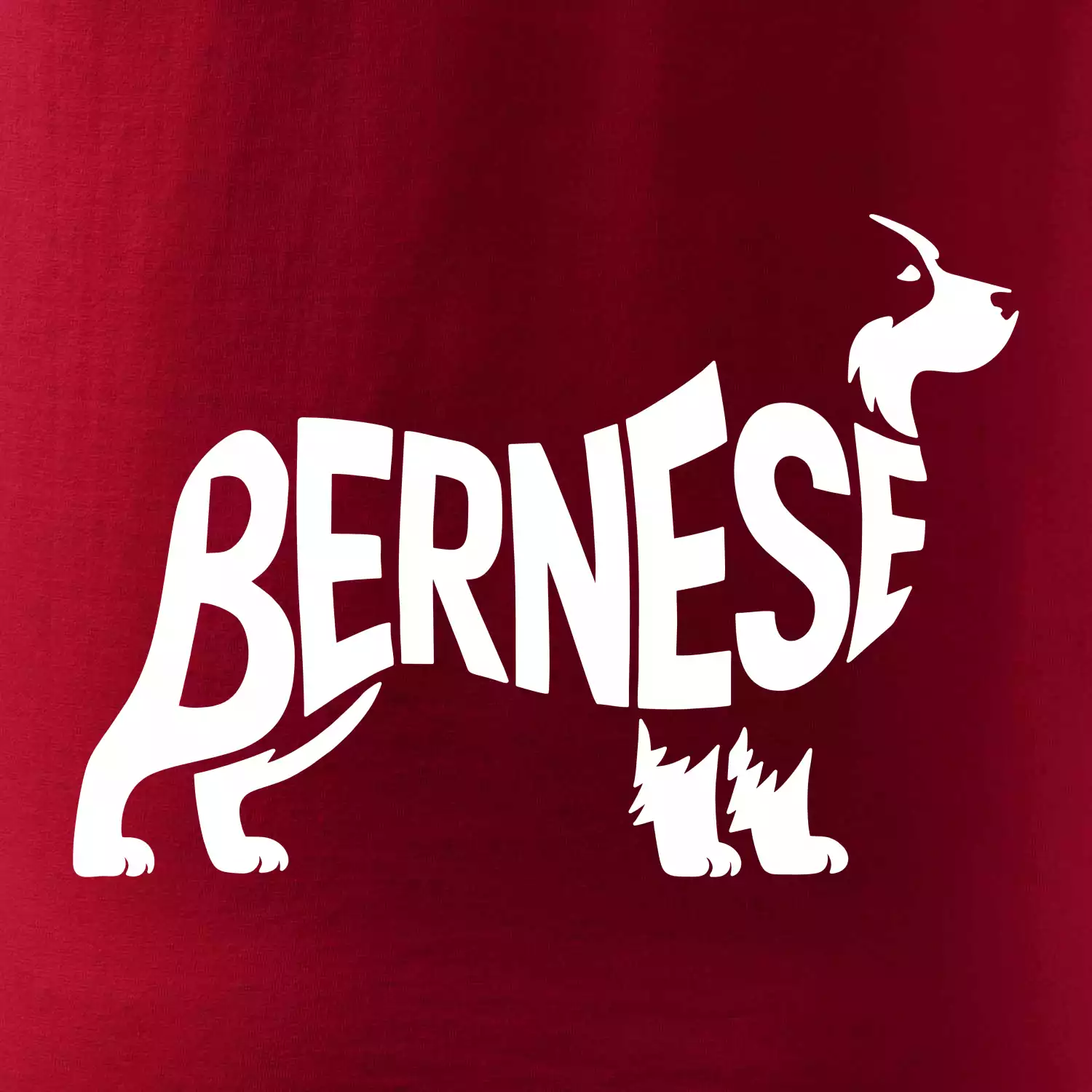 Bernese Mountain Dog nápis v těle