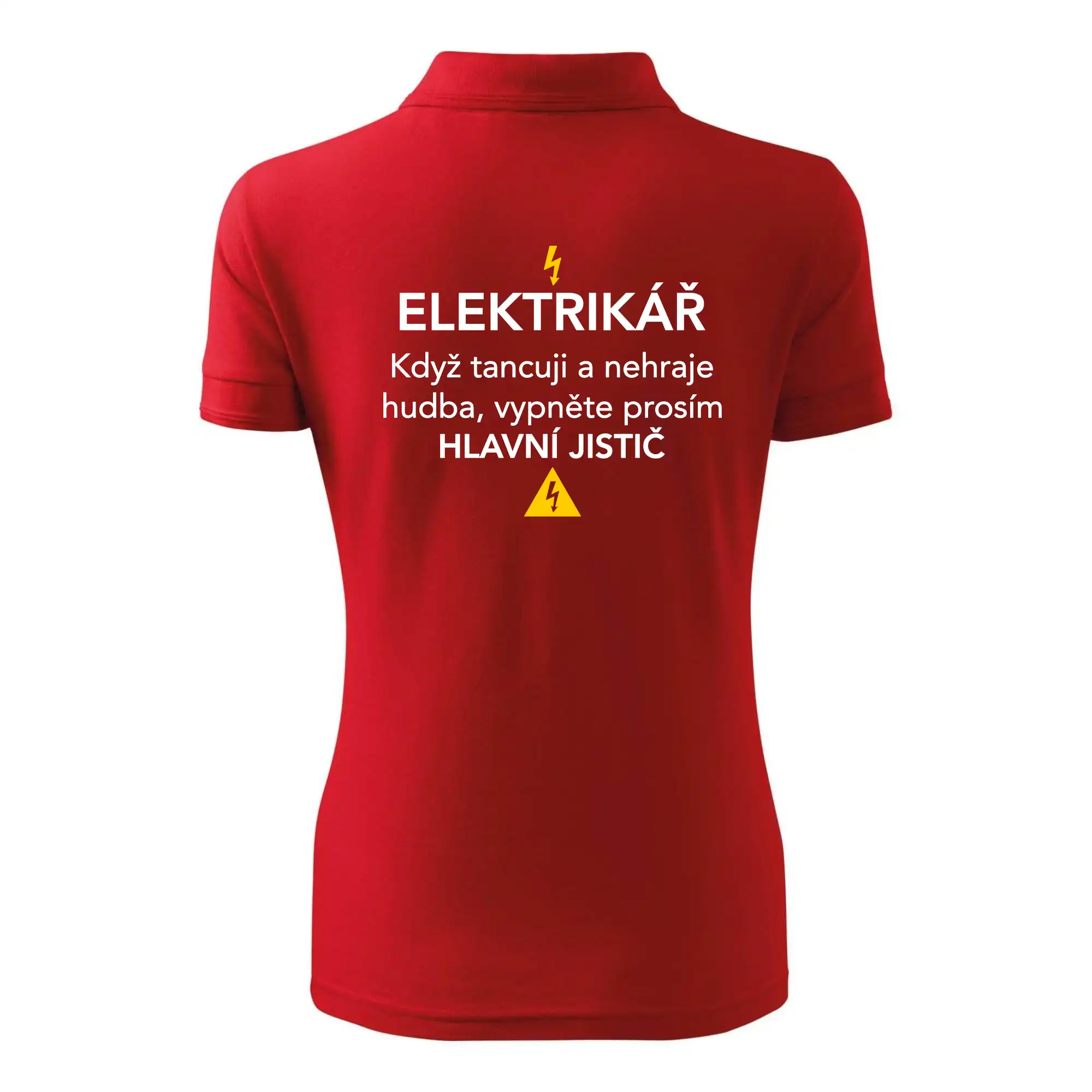 Elektrikář - hlavní jistič - Nápis na zádech