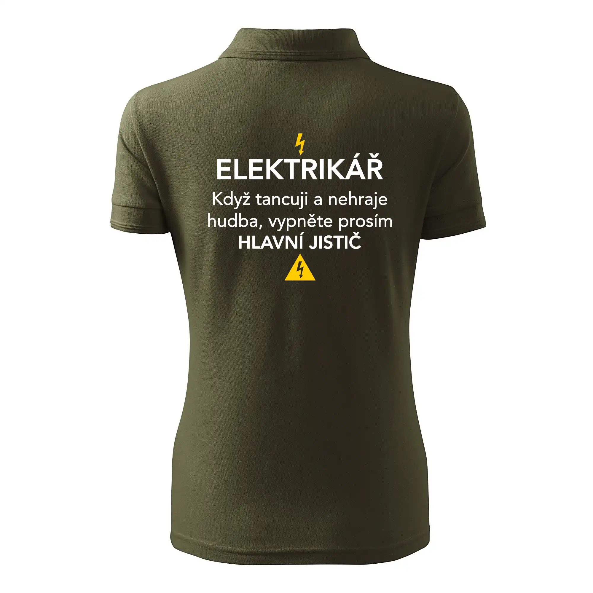 Elektrikář - hlavní jistič - Nápis na zádech