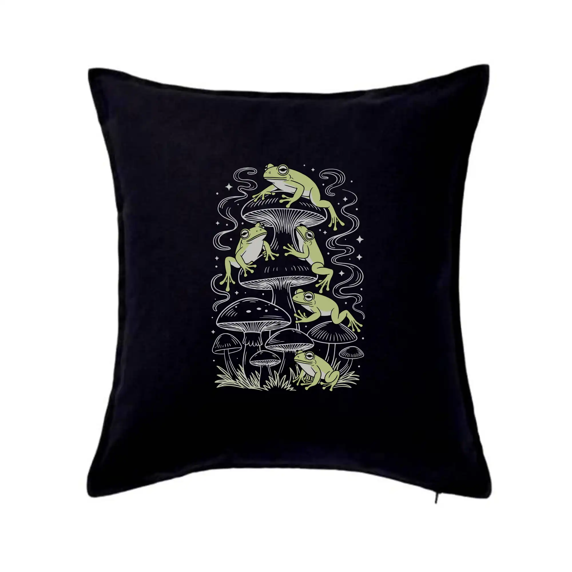 Goblincore frogs and various mushrooms