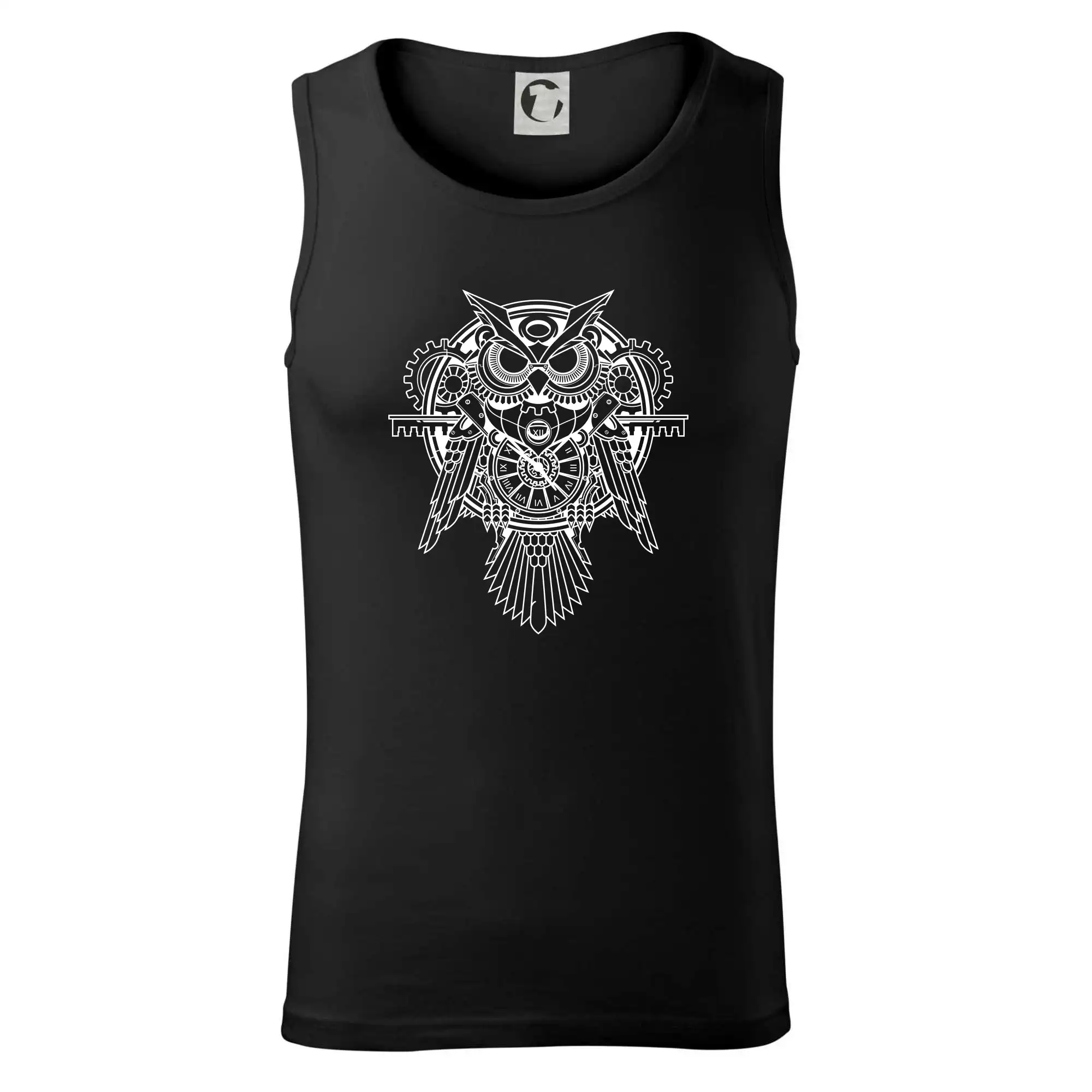 Steampunk sova černobílá