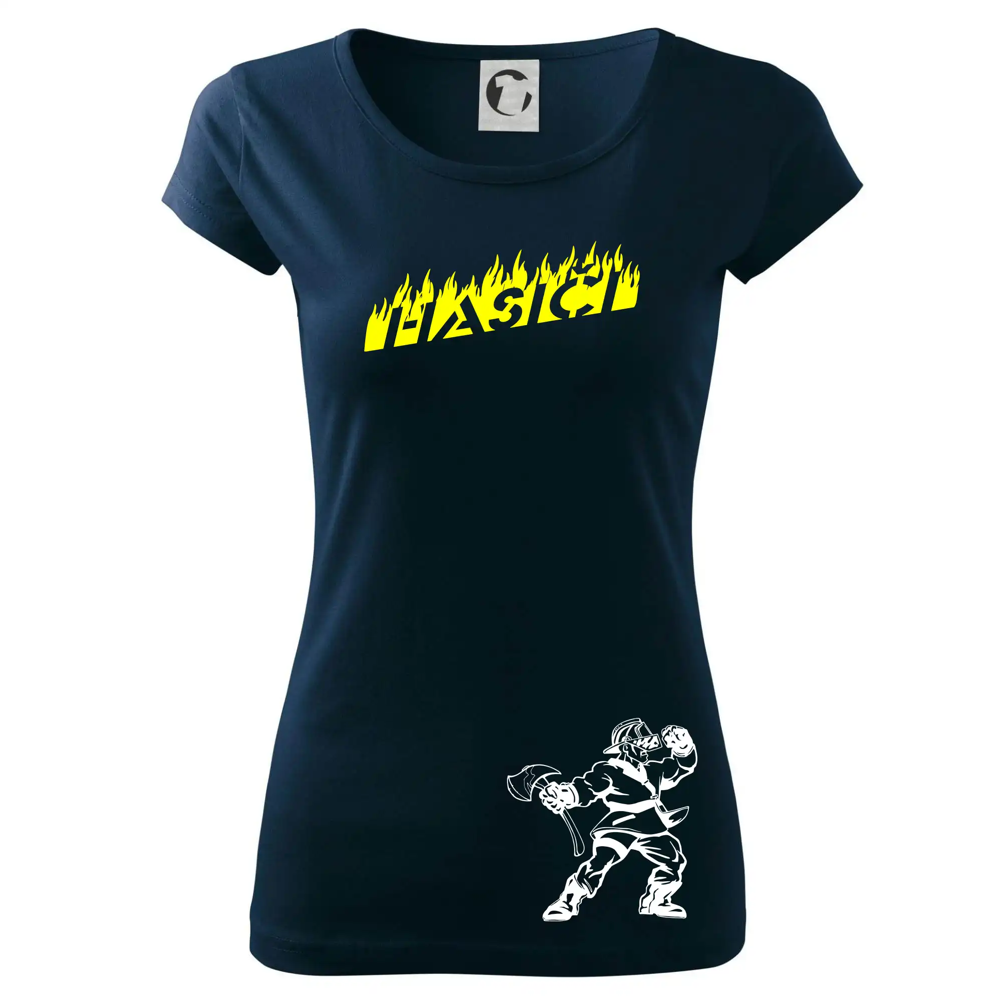 Hasič stojící - nápis hasiči - Velký nápis  na zádech