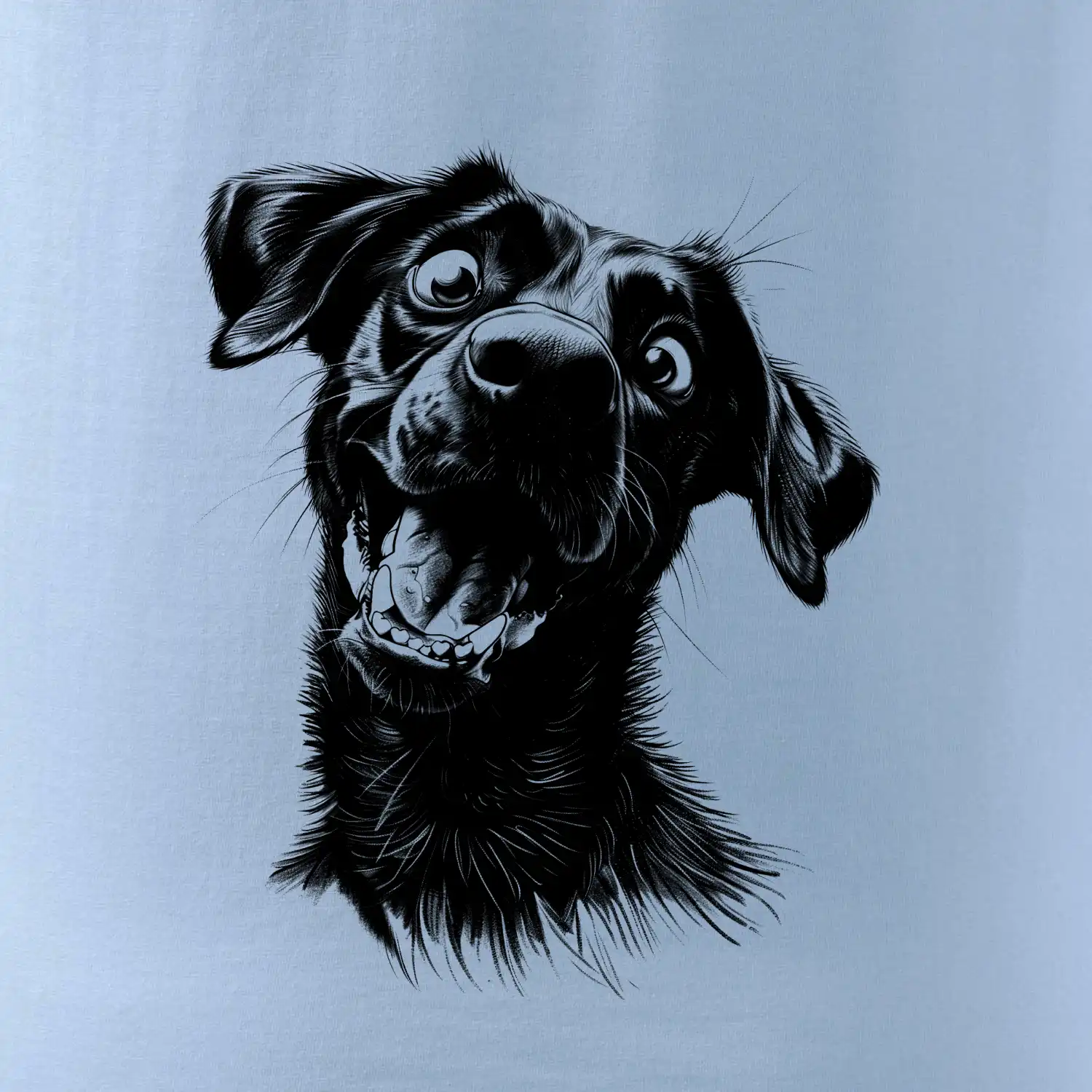 Černobílá karikatura Labrador tmavý