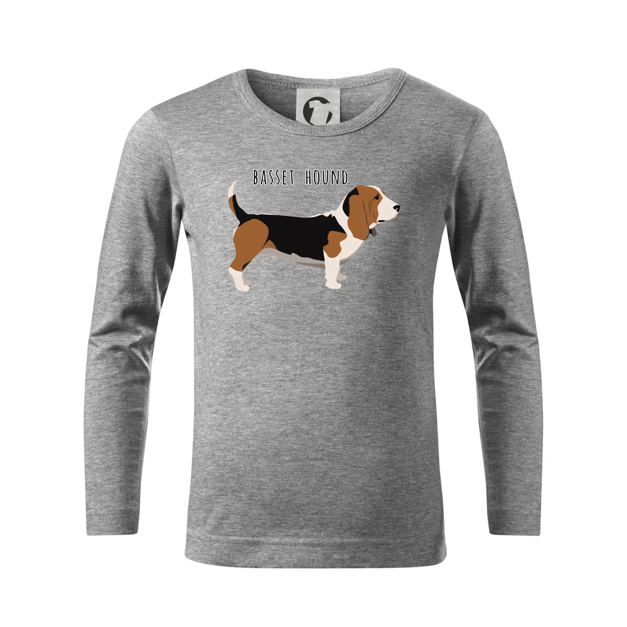 Basset hound pes s nápisem