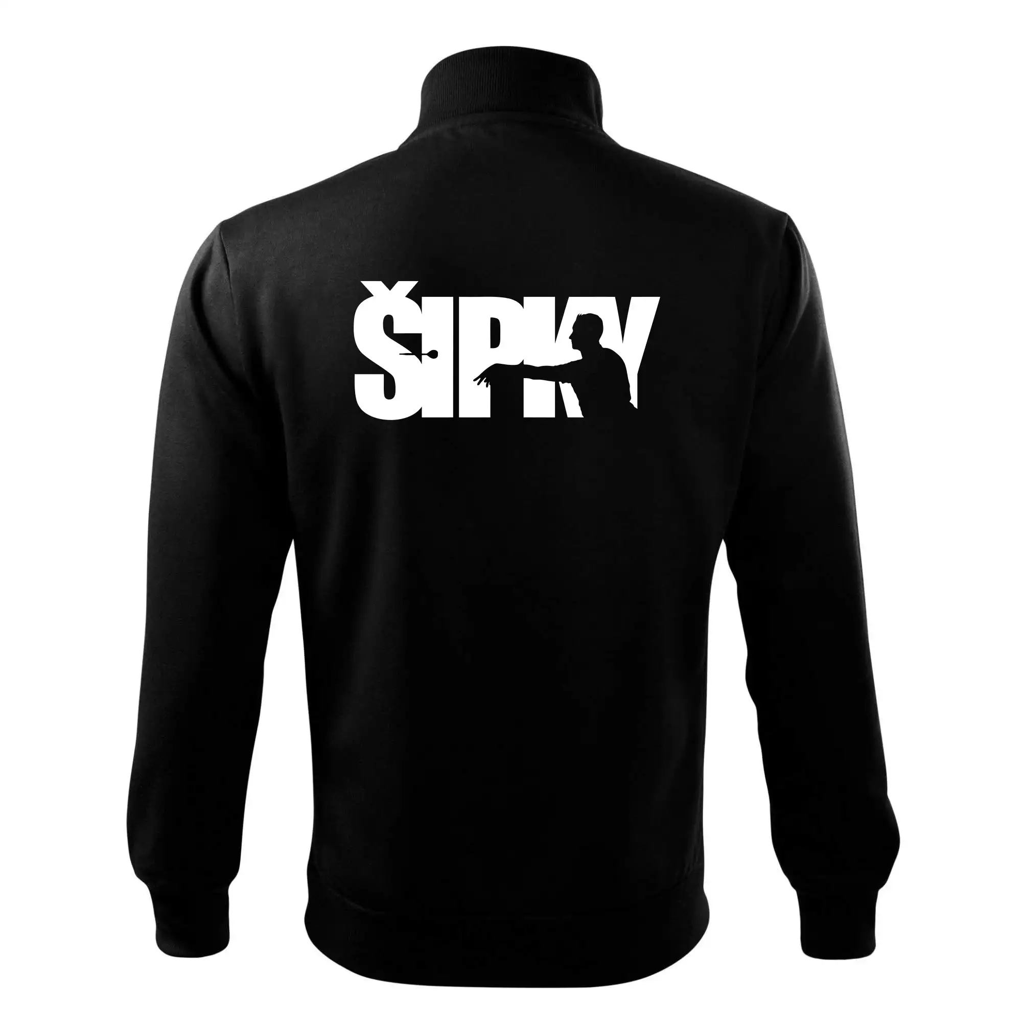 Šipky - nápis se šipkařem
