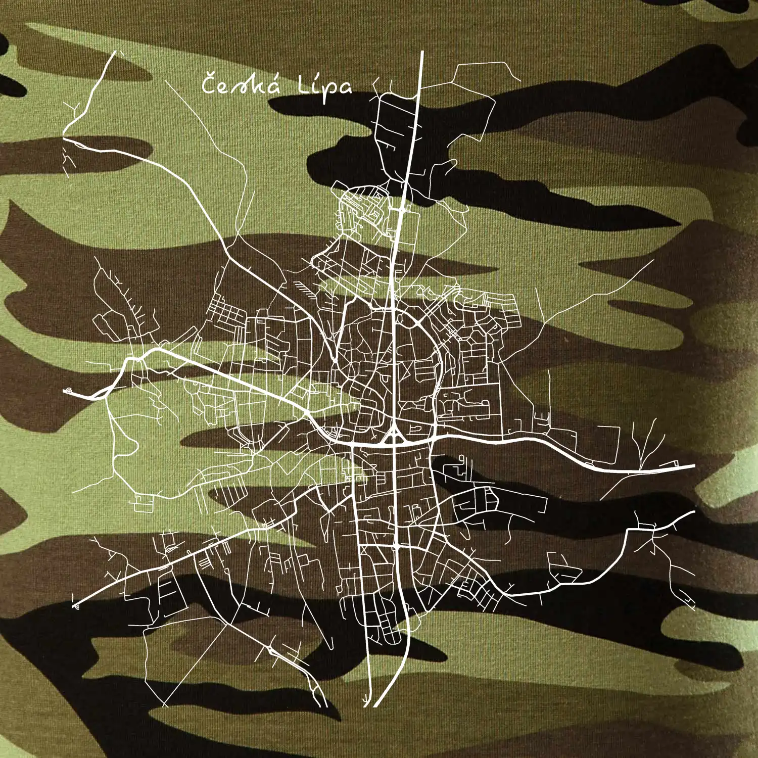 Česká Lípa - Mapa černobílá