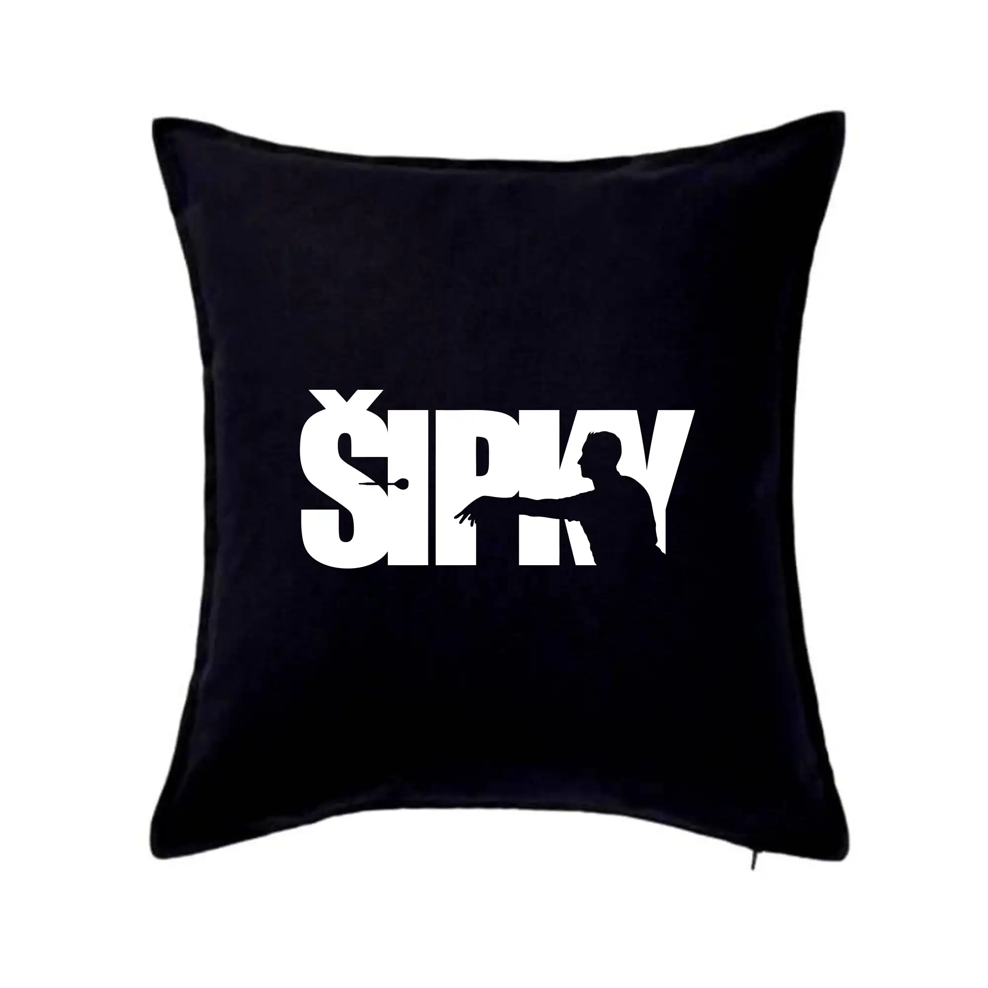 Šipky - nápis se šipkařem