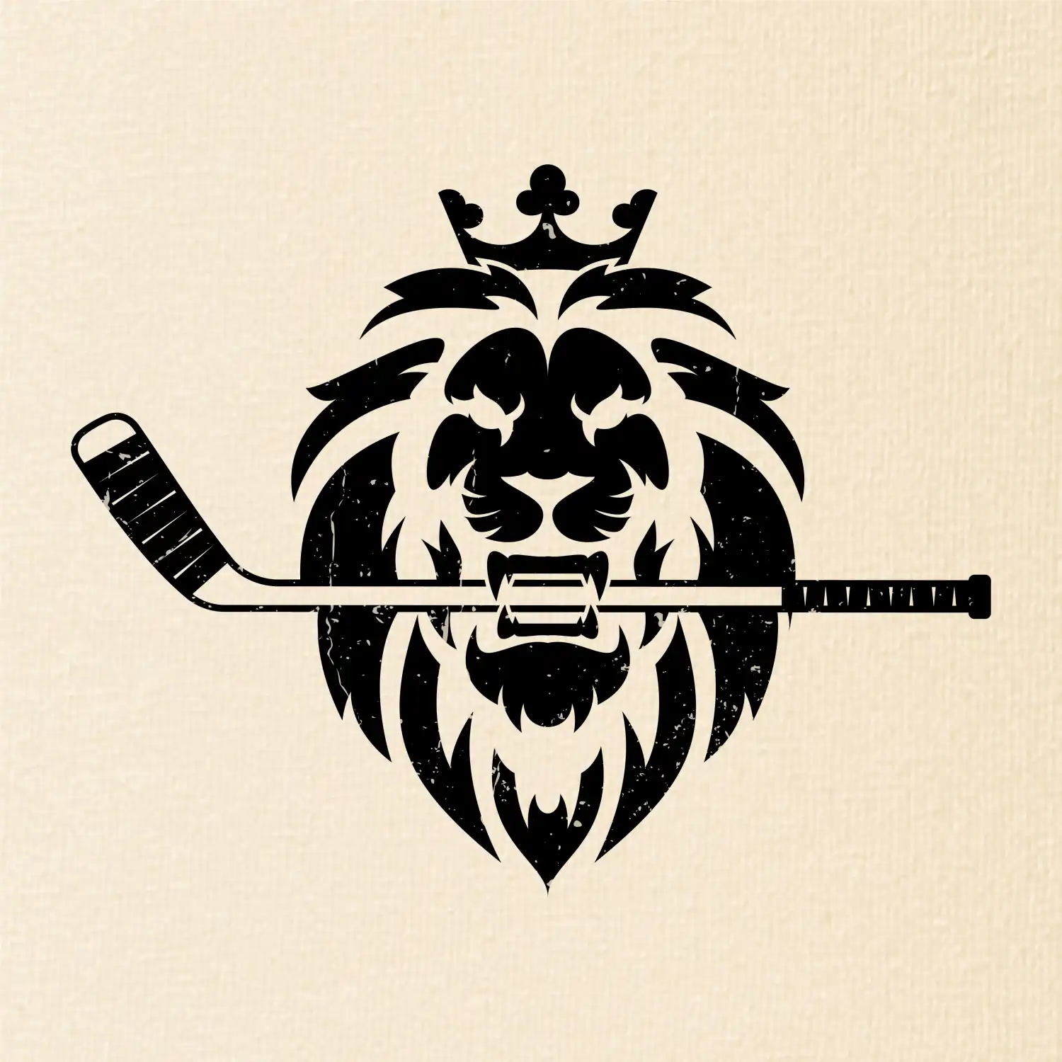 Lev s hokejkou v tlamě