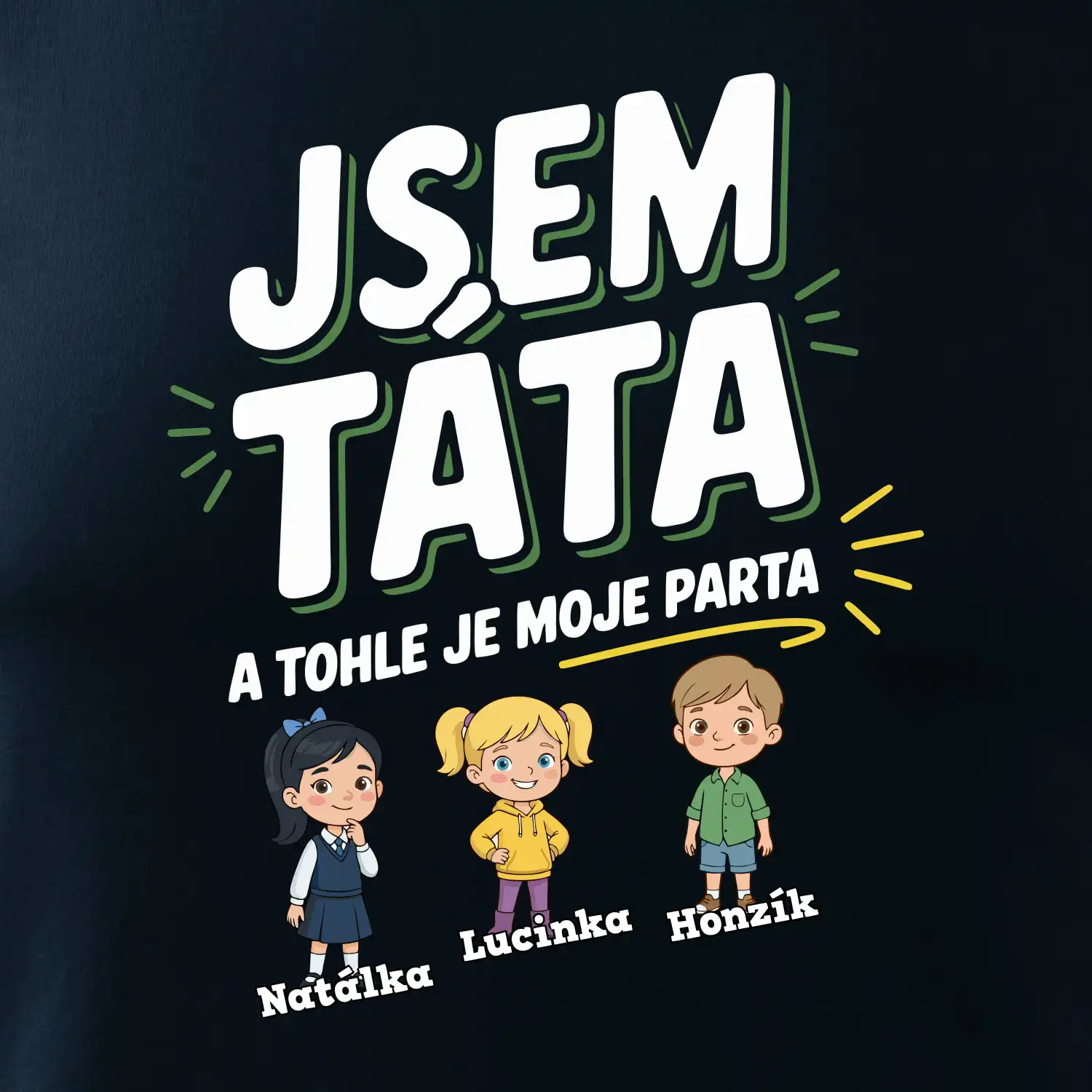 Jsem táta a tohle je moje parta  (obrázky a jména dětí)