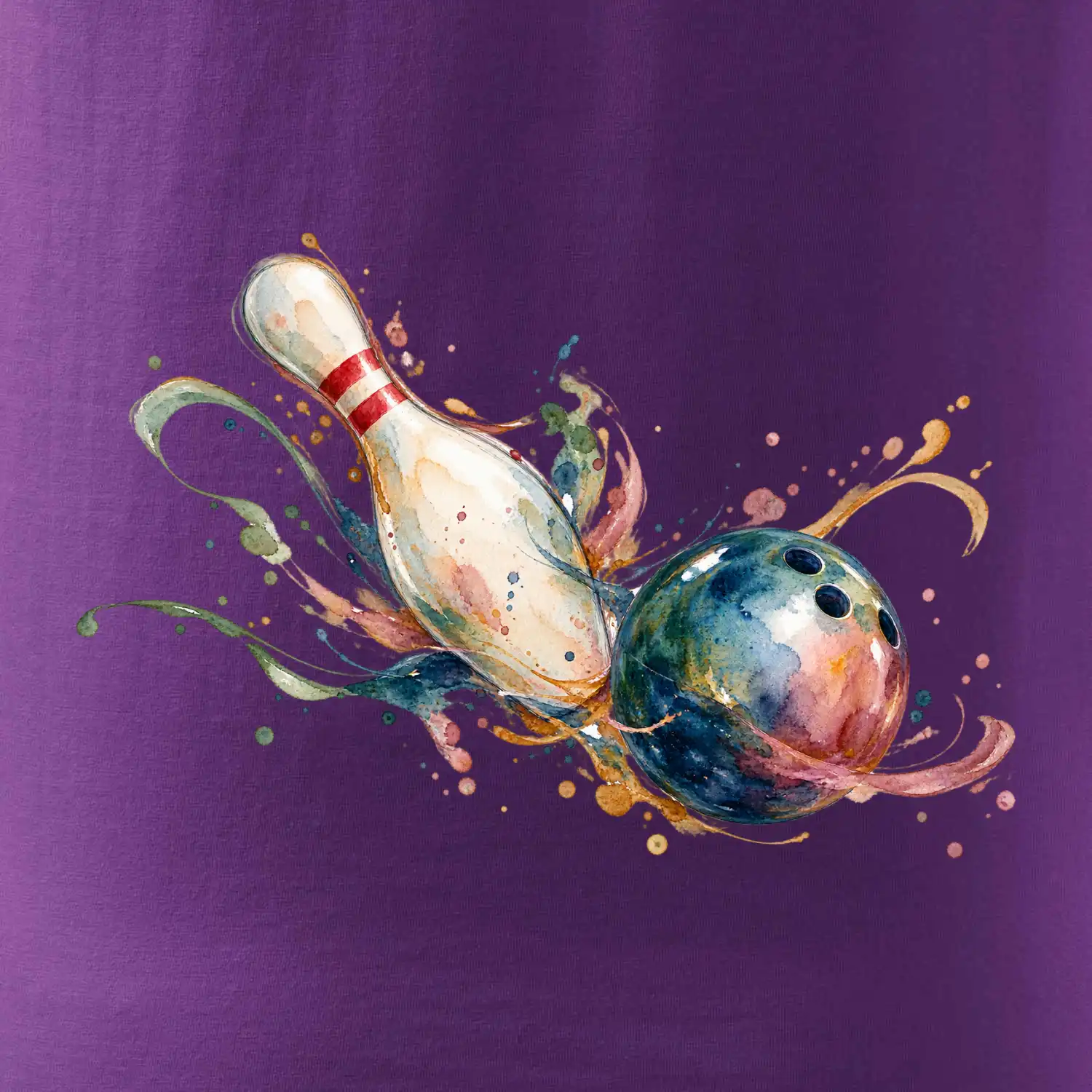 Bowling akvarelová koule a kuželka