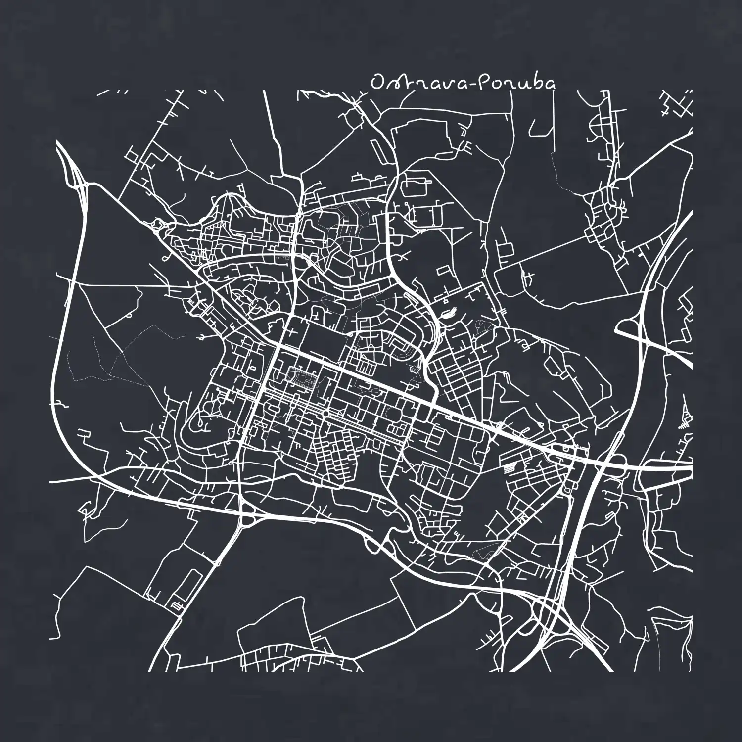 Mapy měst černobílé Ostrava Poruba