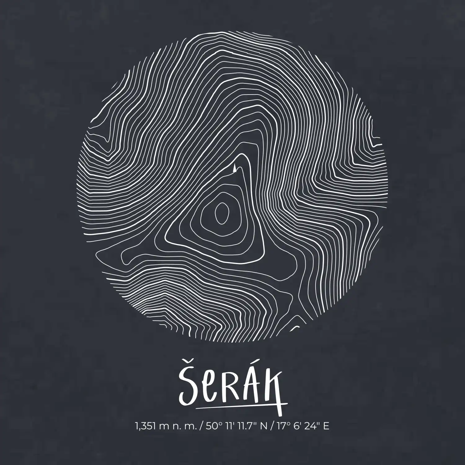 Šerák - vrstevnice v kruhu