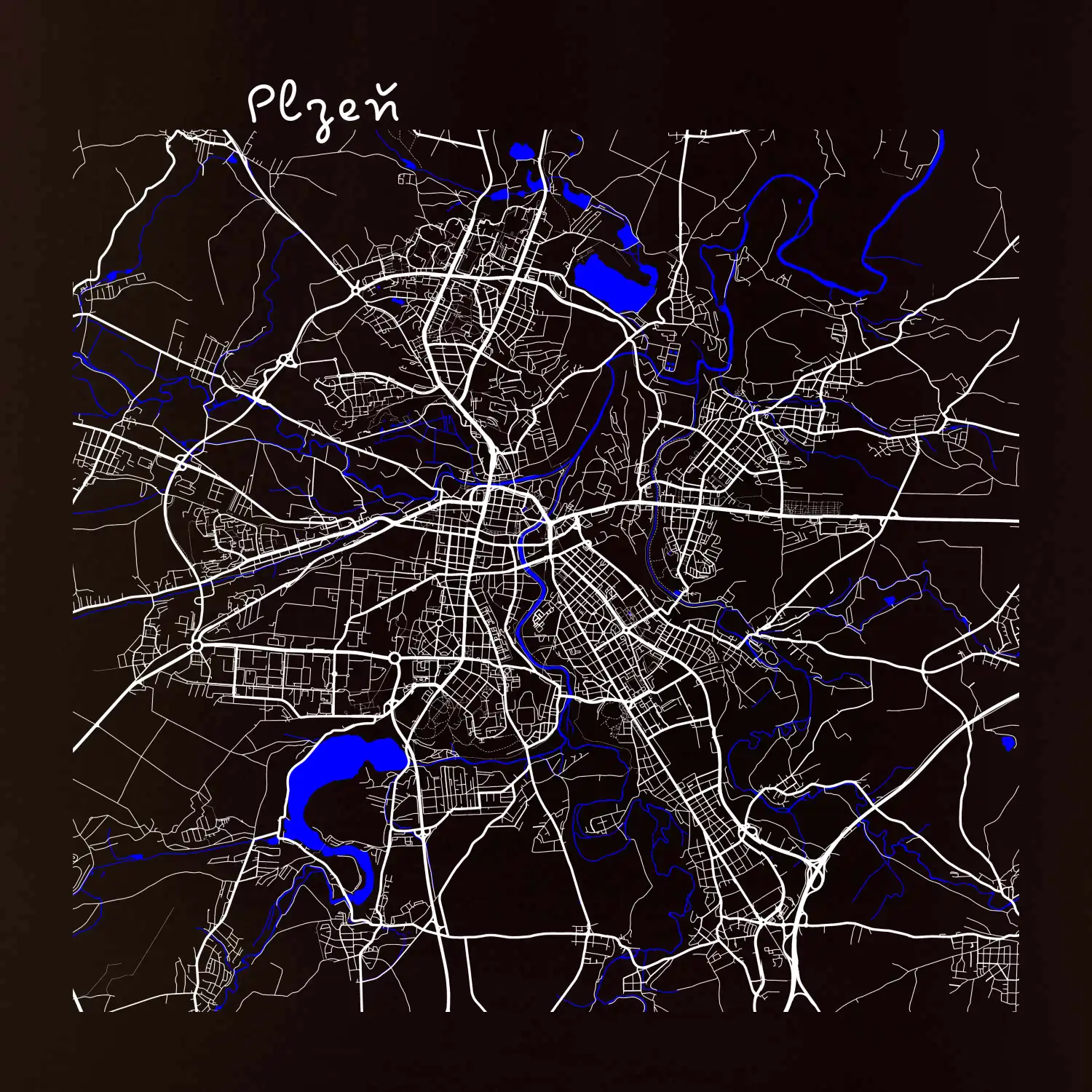 Plzeň mapa s vodními toky