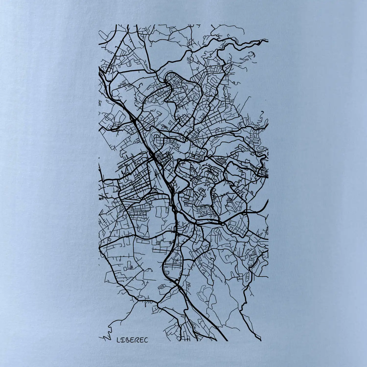 Černobílá mapa Liberec