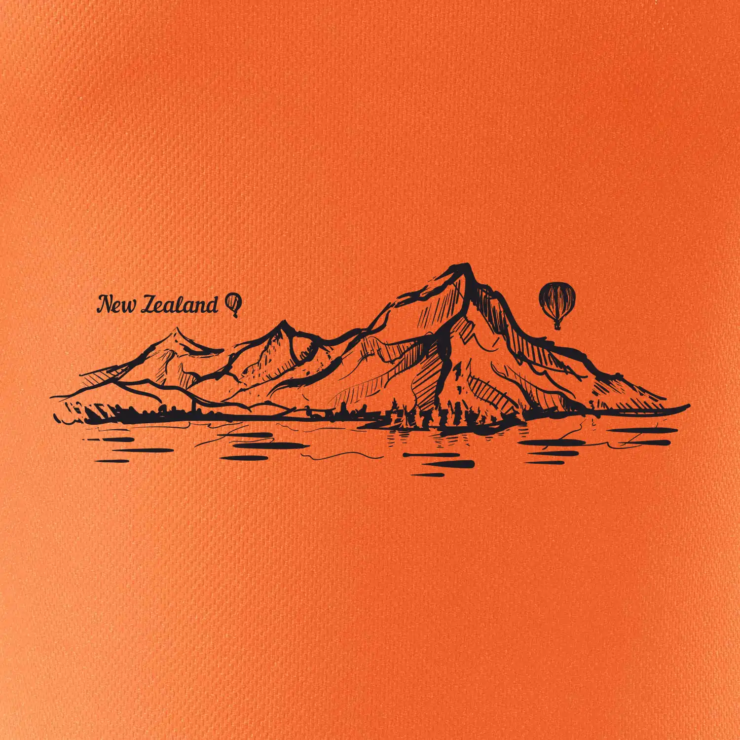 Nový Zéland nápis a hory Aoraki -  Mount Cook