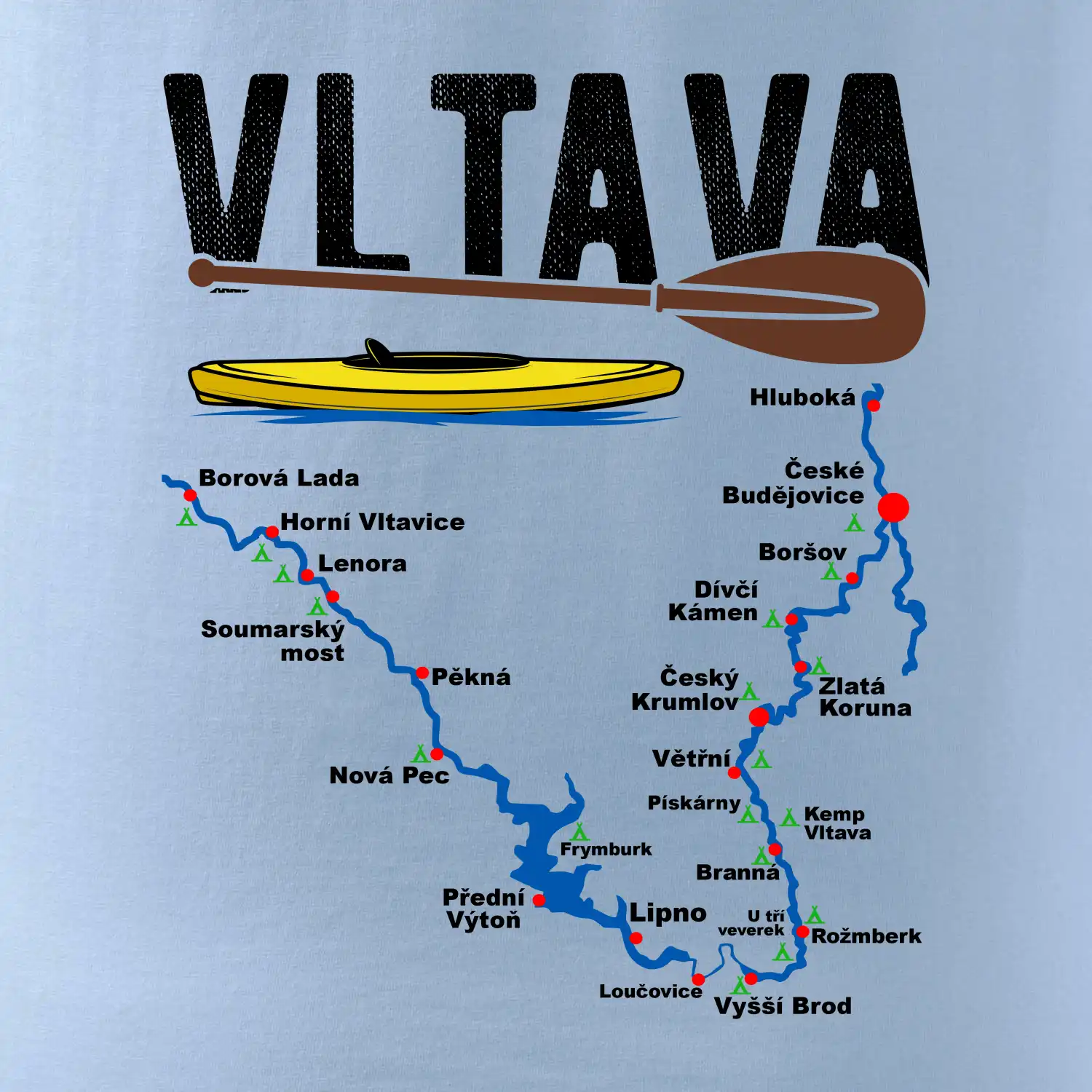 Mapa řeky Vltavy