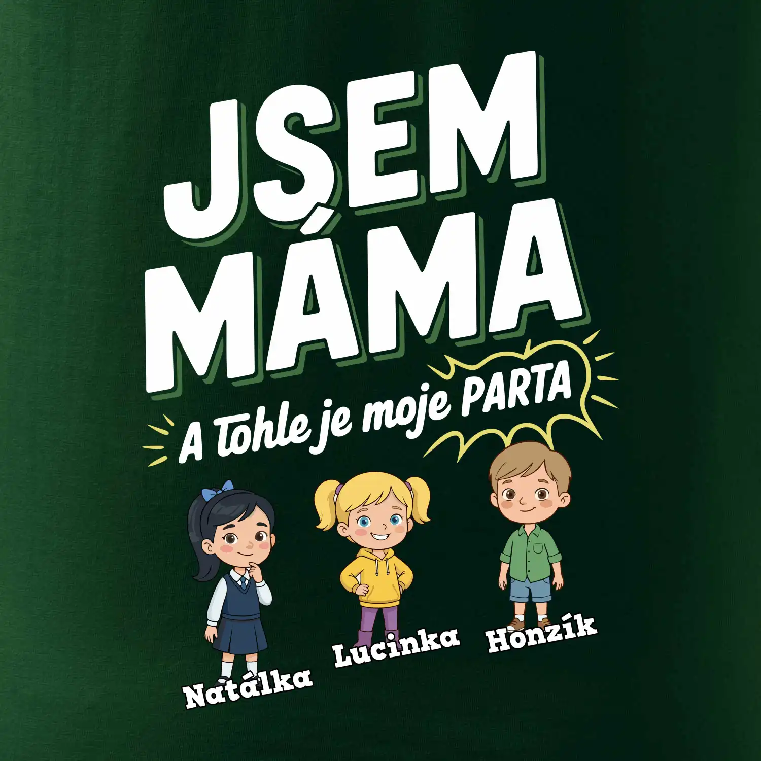 Jsem máma a tohle je moje parta  (obrázky a jména dětí)