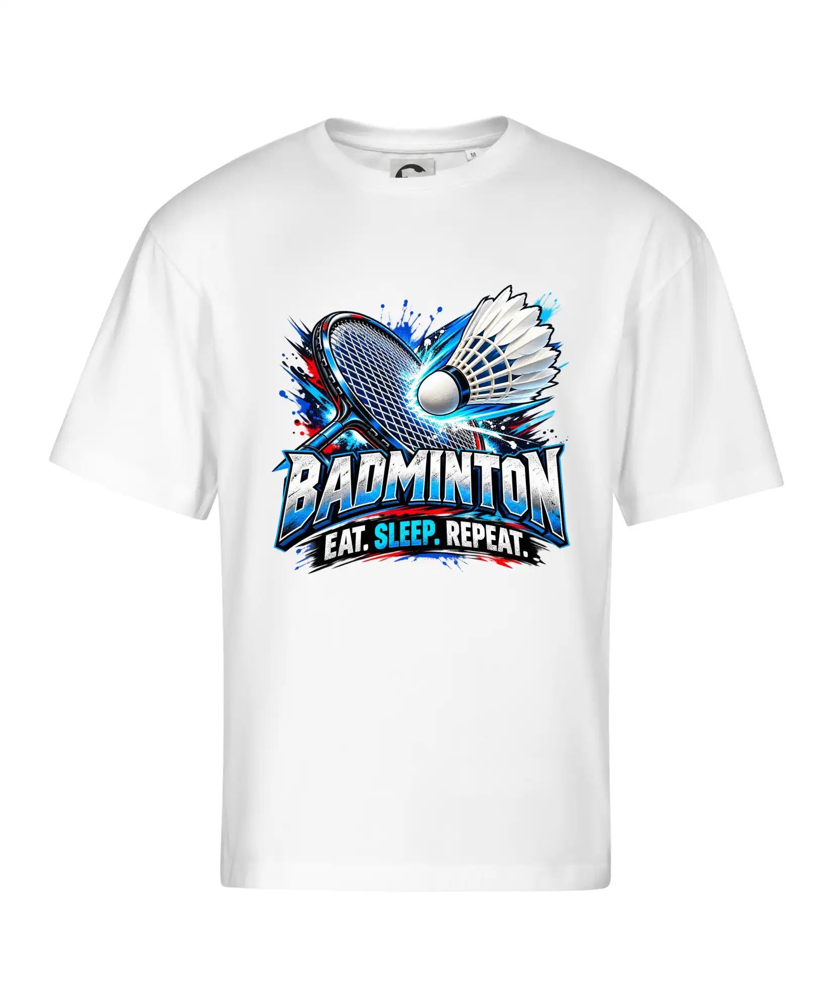 Badmintonová raketa s košíčkem eat sleep repeat