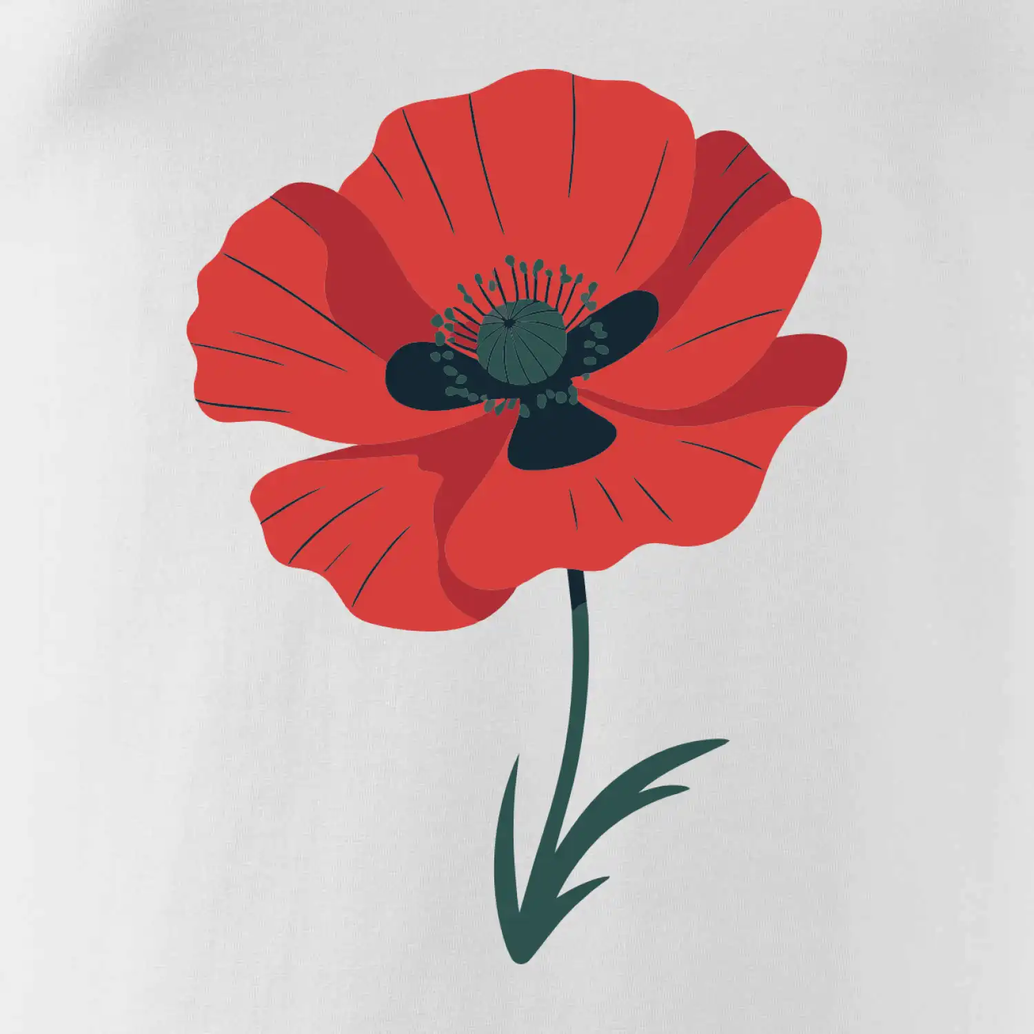 Vlčí mák kreslený na prsu