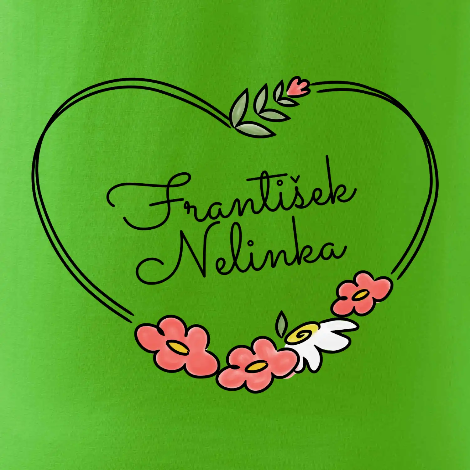 Srdce velké - Tričko se jmény dětí