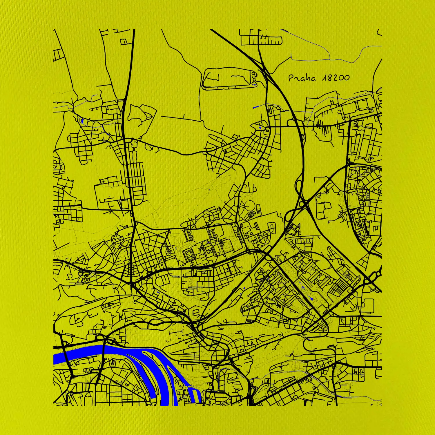 Praha 18200 - Mapa s vodními toky