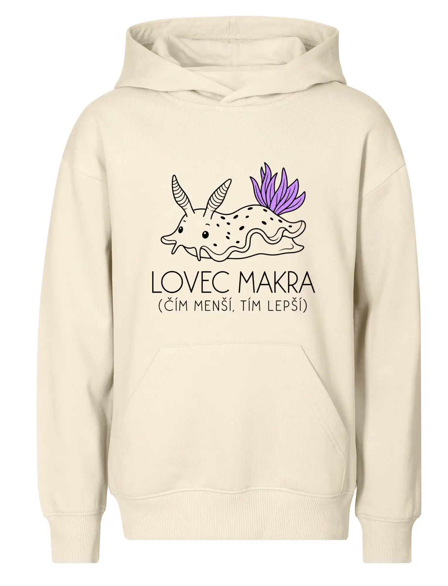 Lovec makra nahožábrý mořský plž s fialovými žábrami