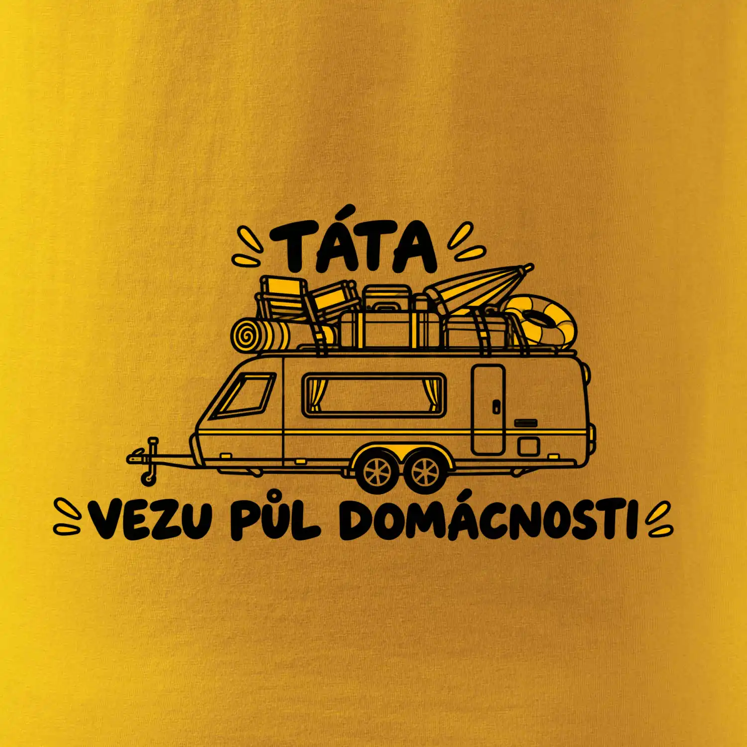 Táta vezu půl domácnosti rodinný karavan