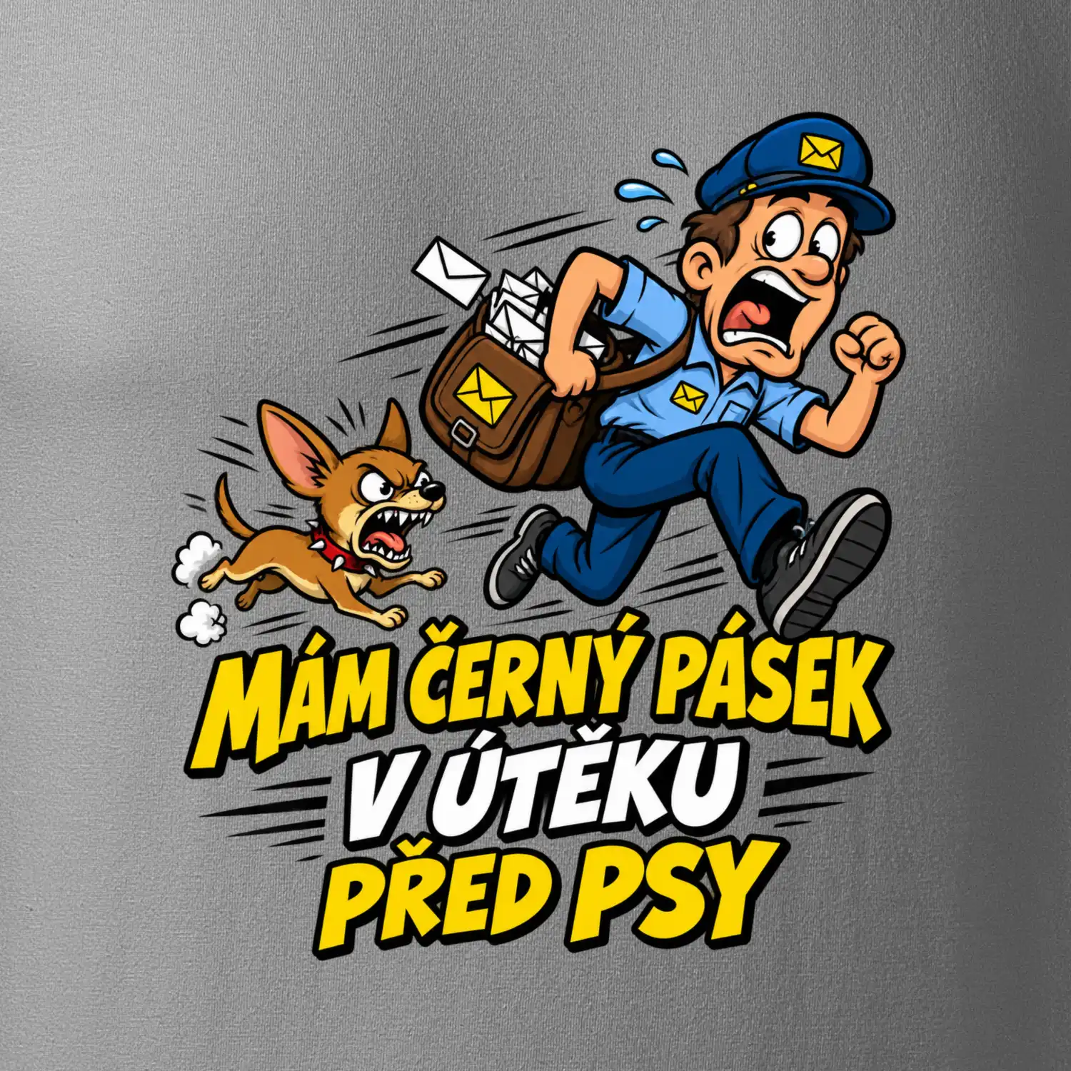 Černý pásek v útěku před psy