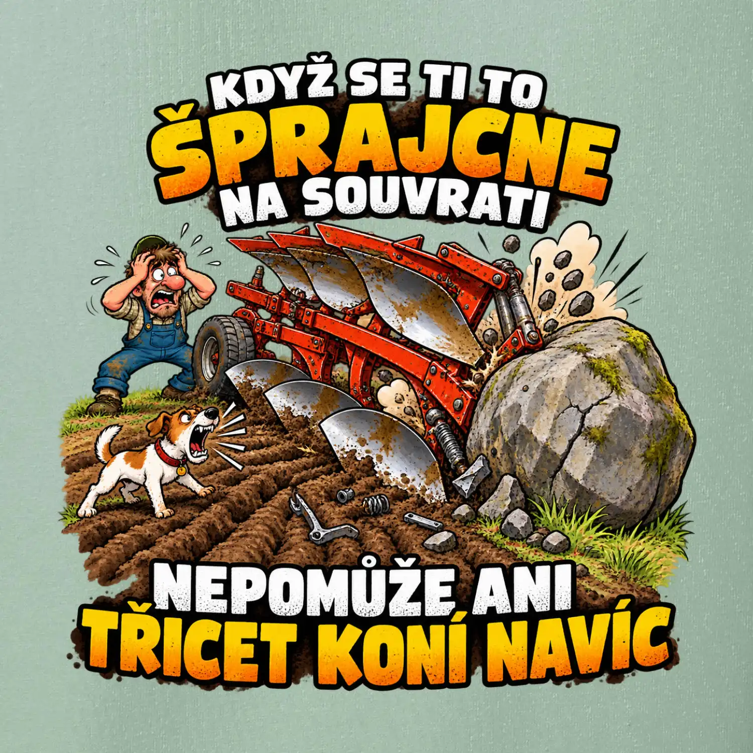Pluh zaseknutý o balvan na souvrati