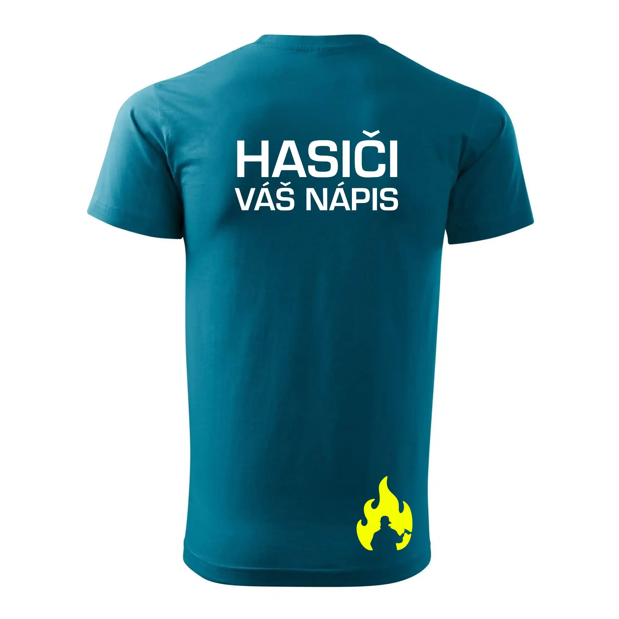Hasič stojící - nápis hasiči - Velký nápis  na zádech