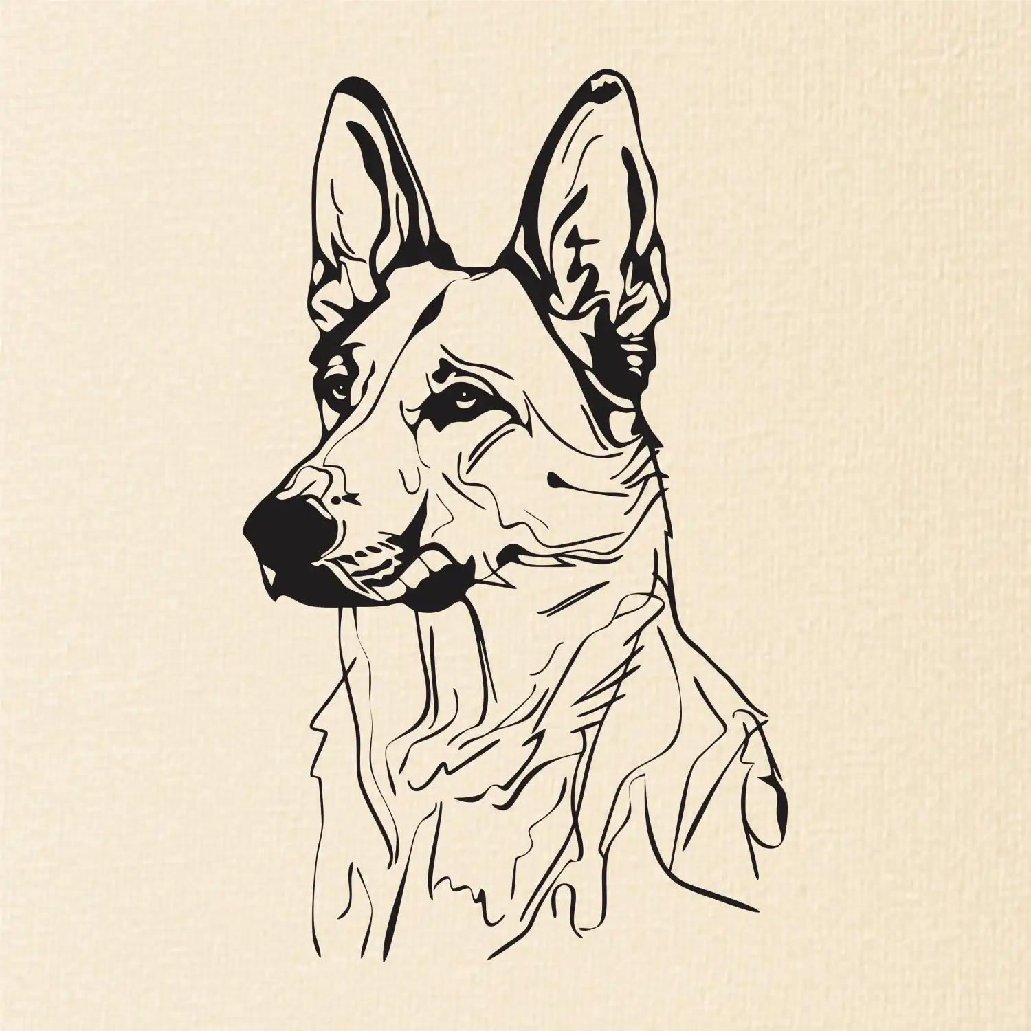 Německý ovčák černá kresba