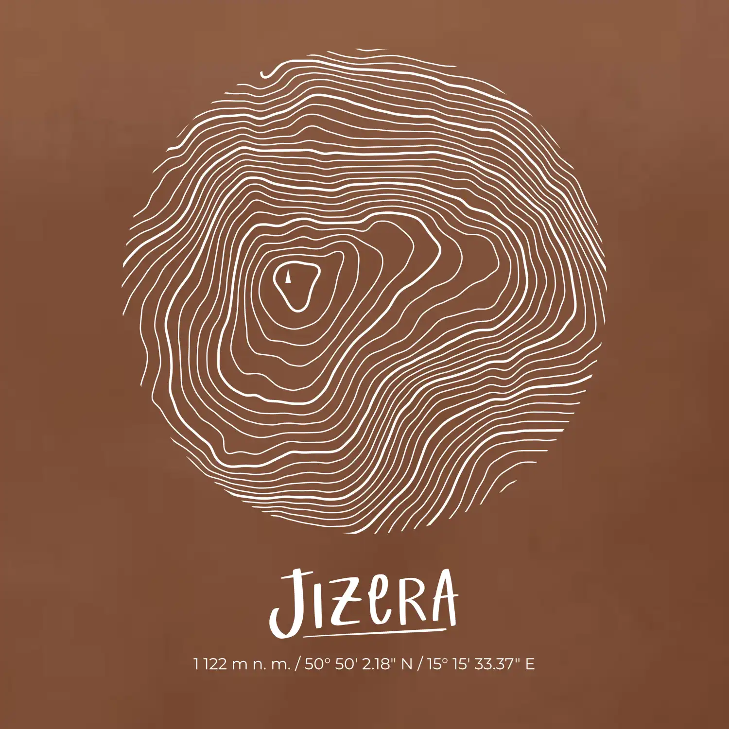 Jizera - vrstevnice v kruhu