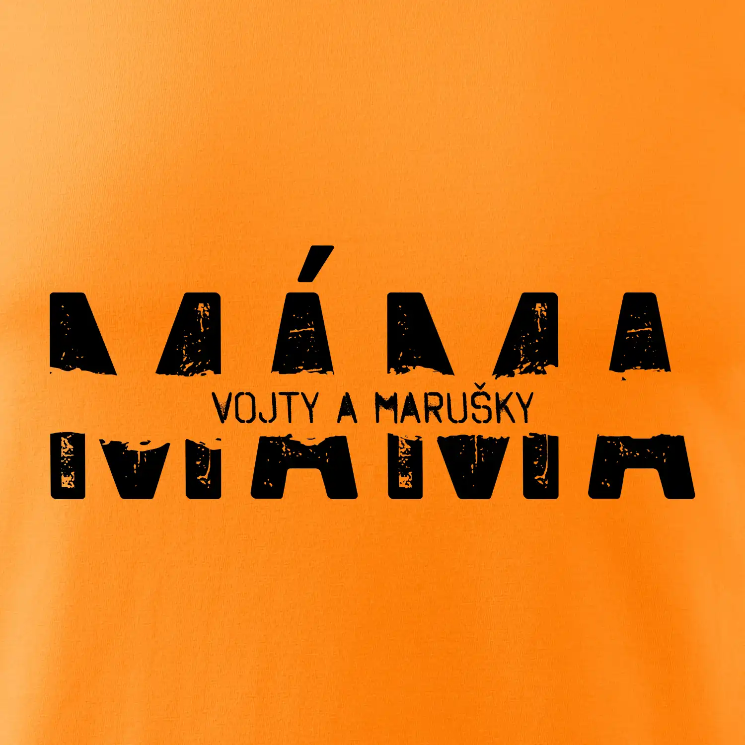 Černý nápis máma a jména dětí