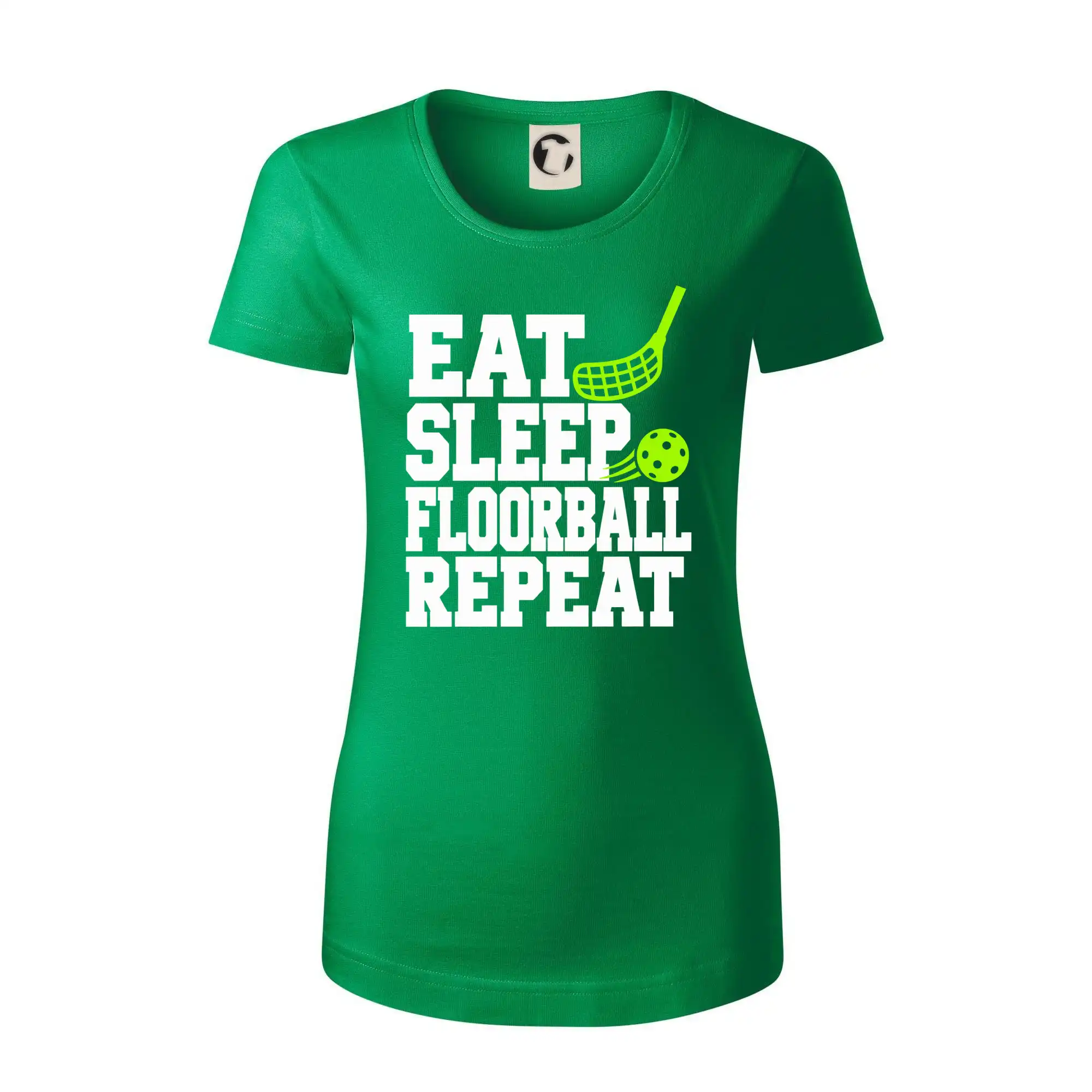 Eat Sleep Floorball Repeat - zelená hokejka