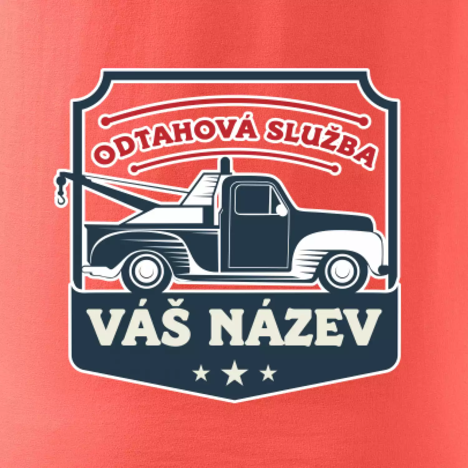 Odtahová služba - erb - červený nápis