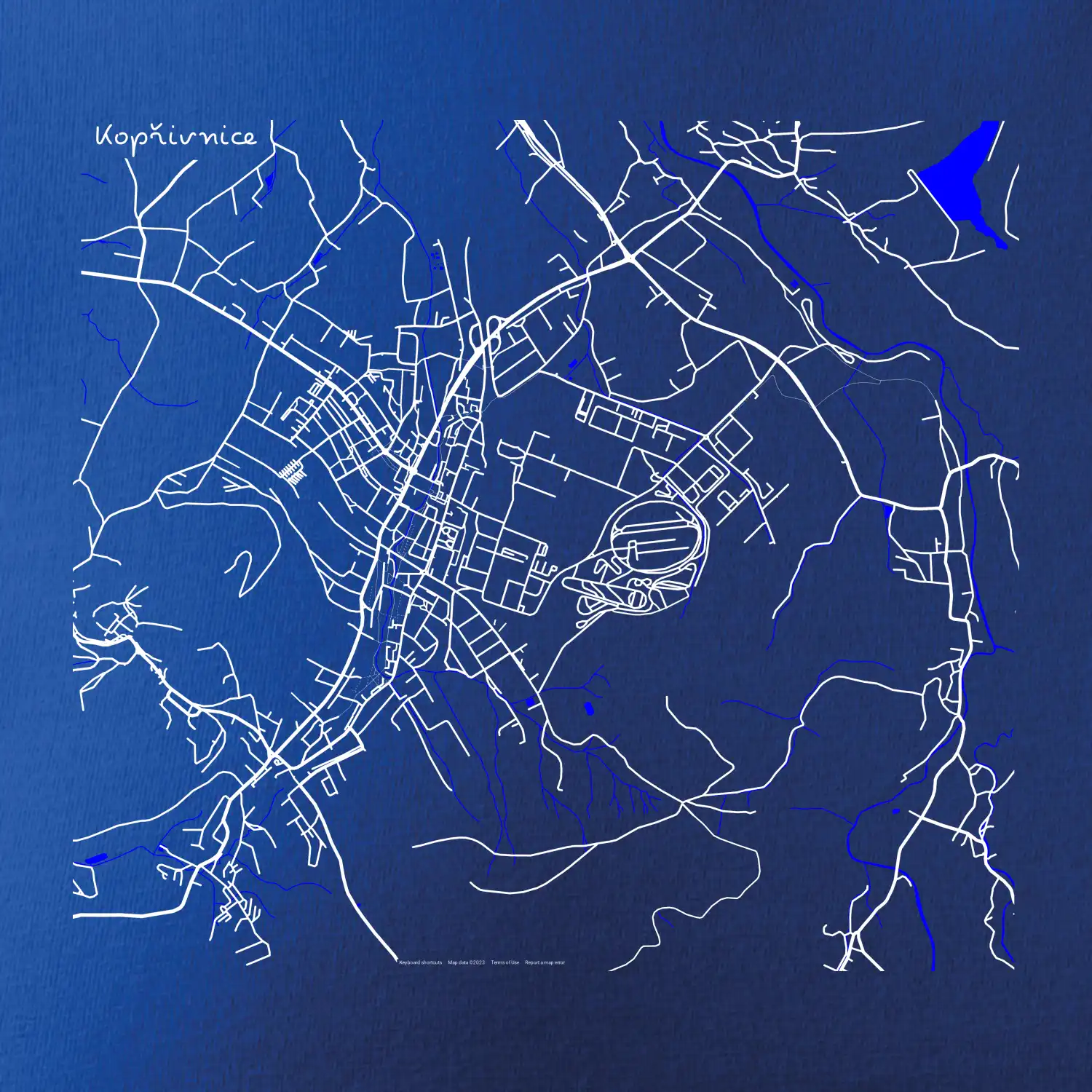 Kopřivnice - Mapa s vodními toky