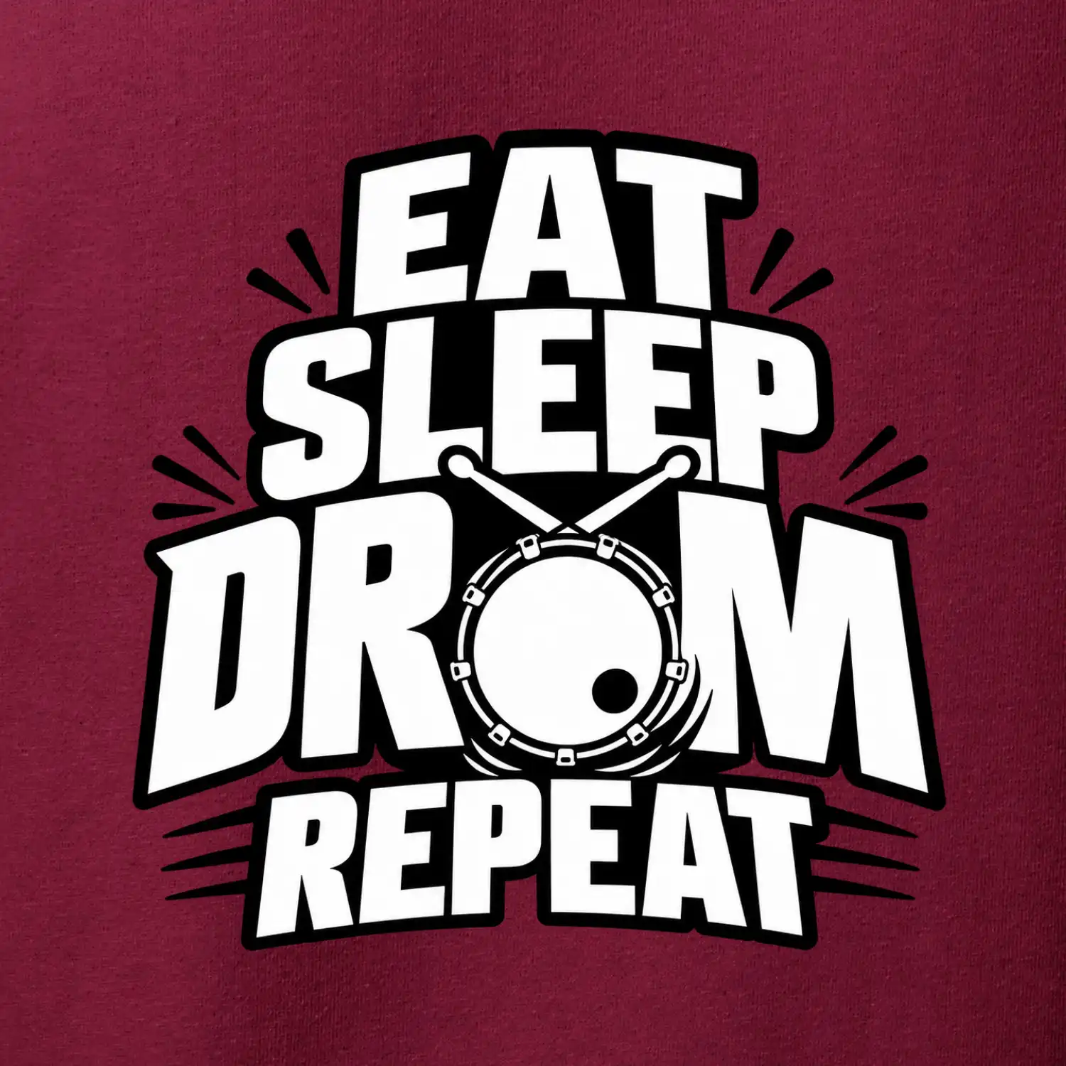 Eat sleep drum repeat - minimalistický bubenický slogan