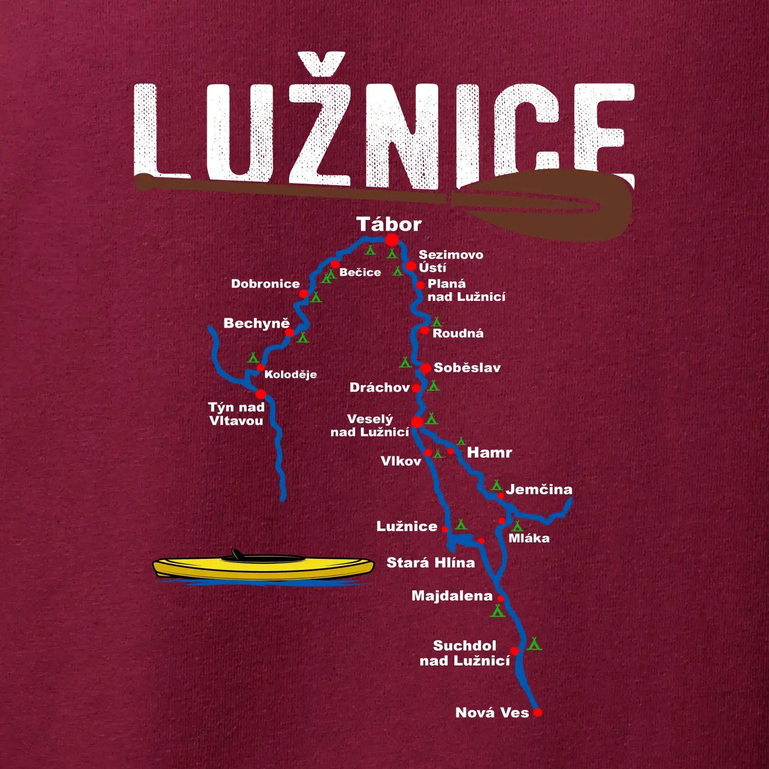 Mapa řeky Lužnice