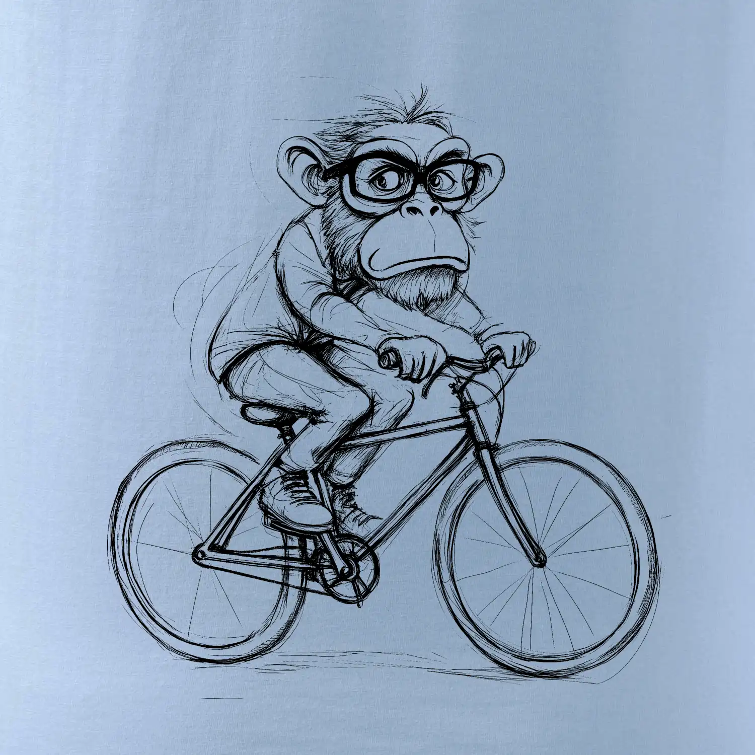 Opice s brýlemi na kole