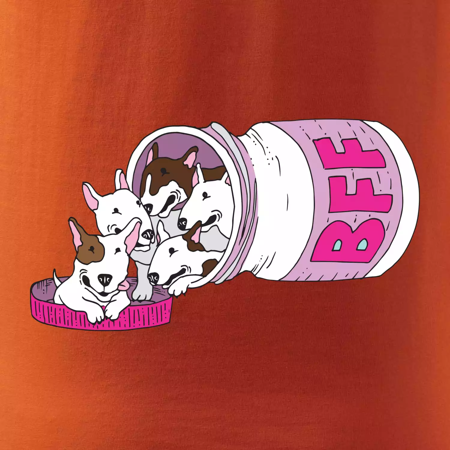 Bullterrier Friends Forever růžové (Pecka design)