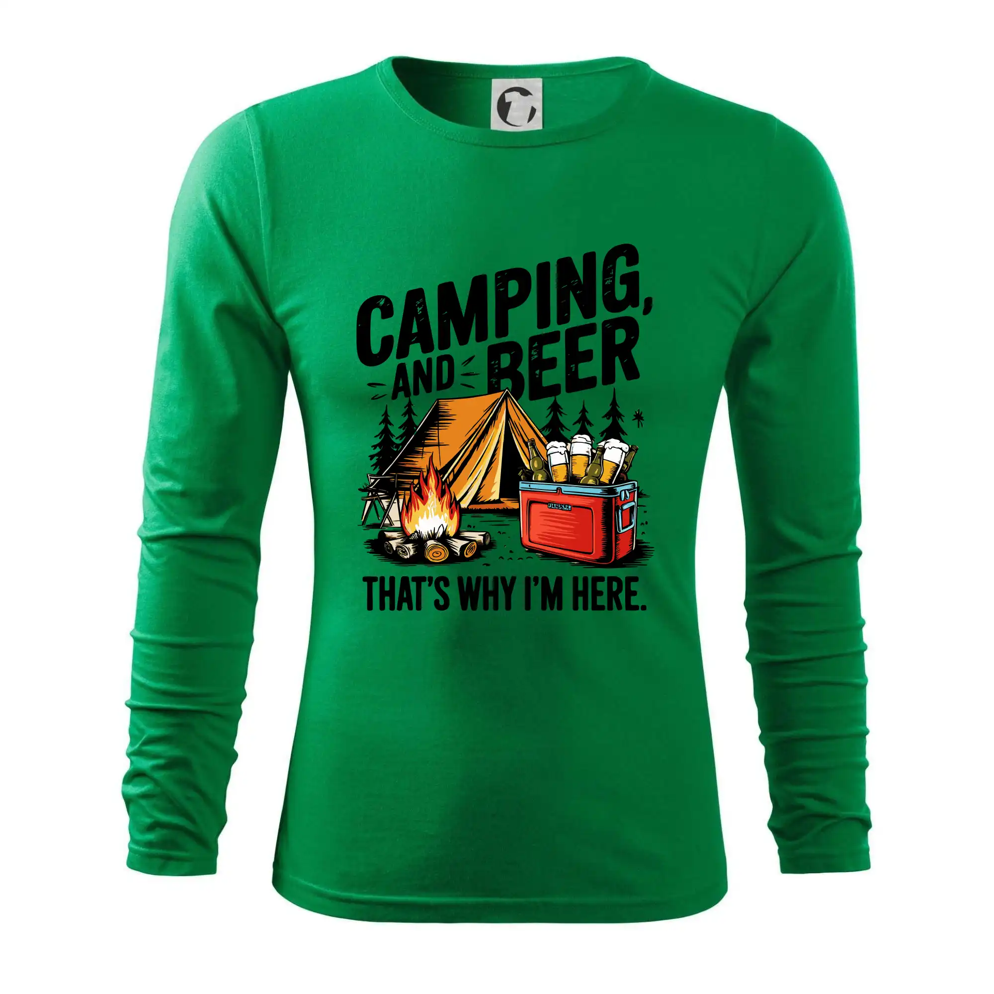 Černý nápis nápis Camping and beer