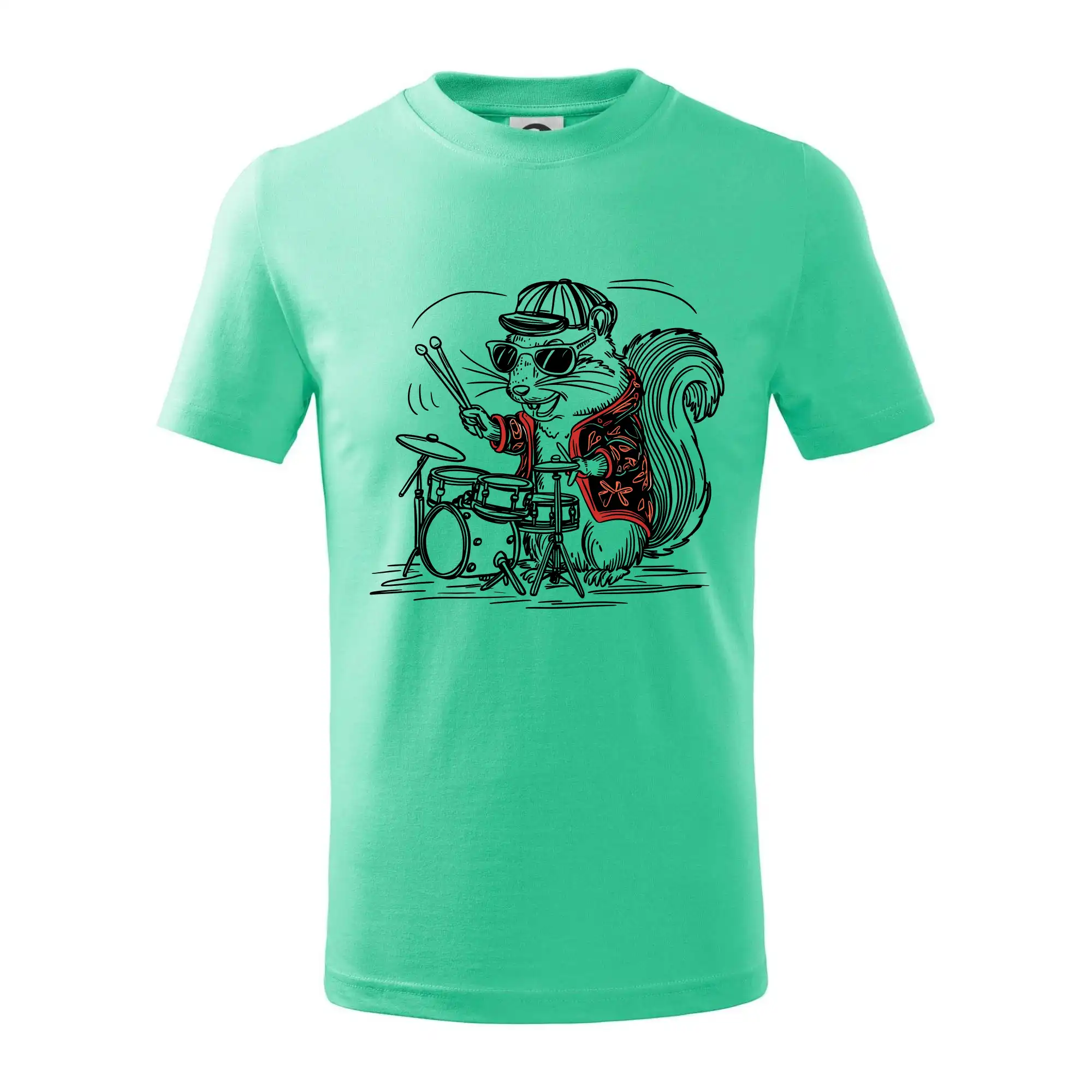 Squirrel playing drums