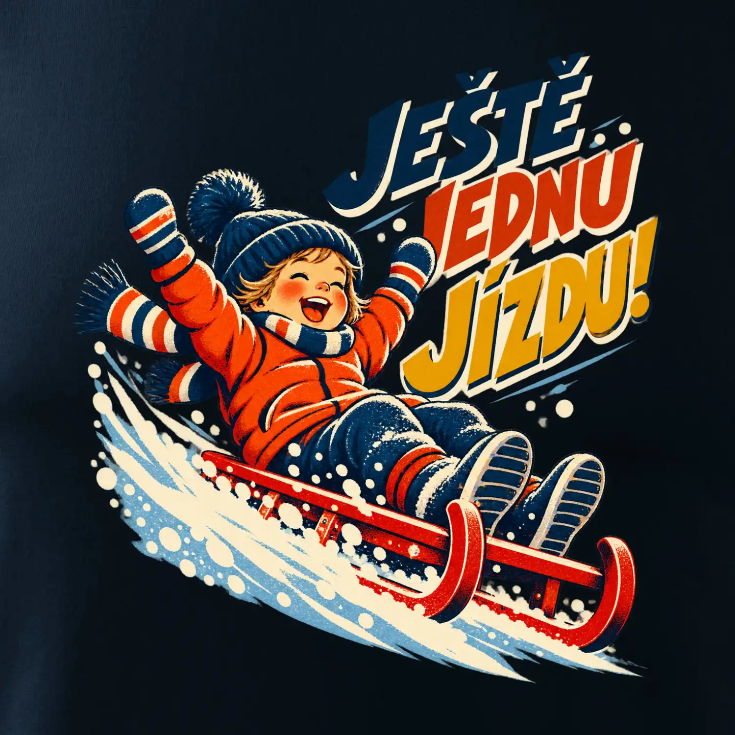 Rodinná vánoční trička - Ještě jednu jízdu dítě sáňkování