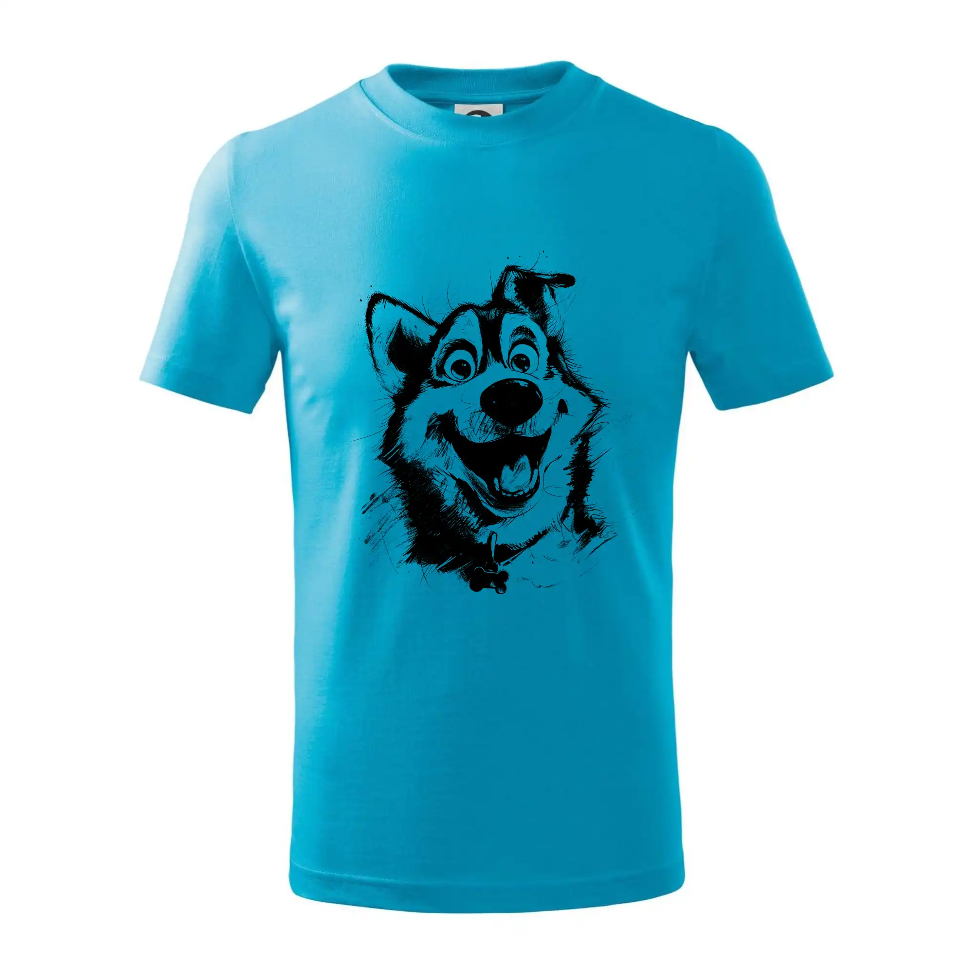 Černobílá karikatura husky