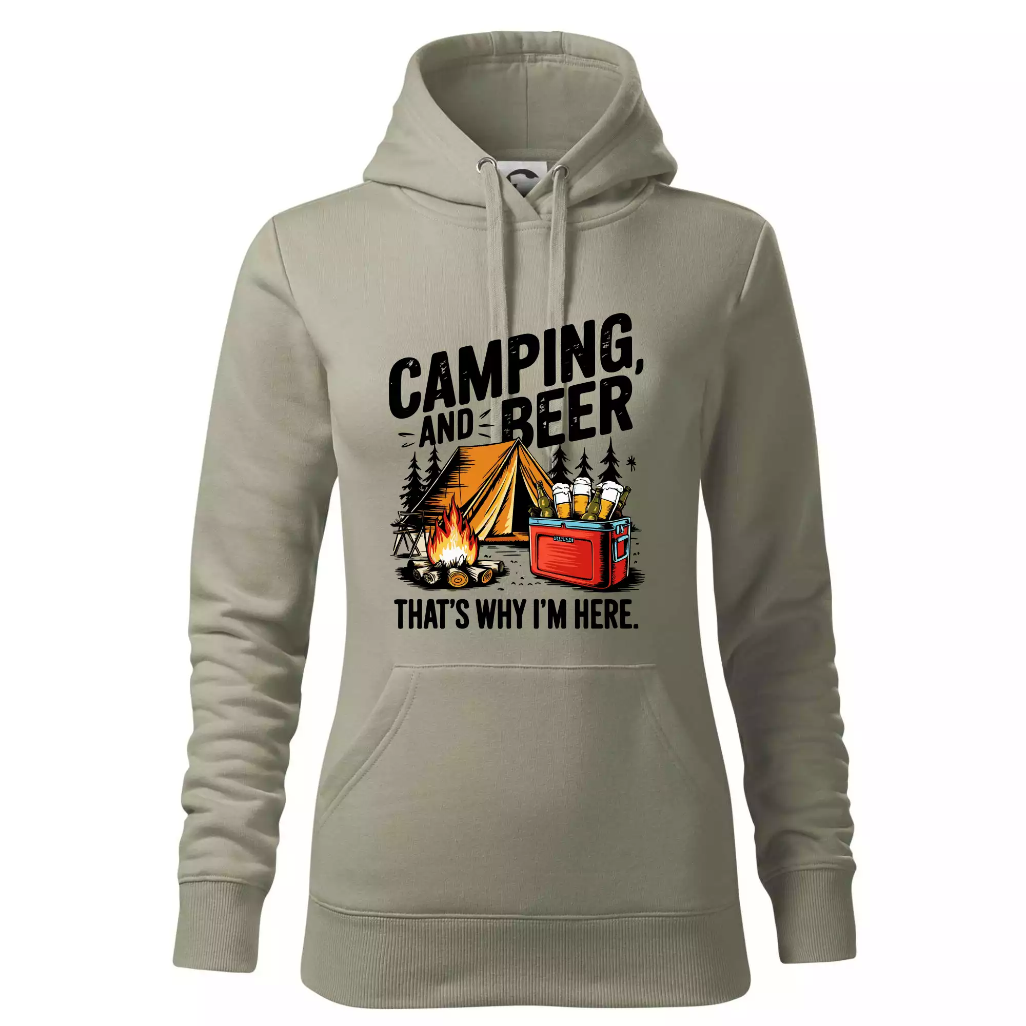 Černý nápis nápis Camping and beer
