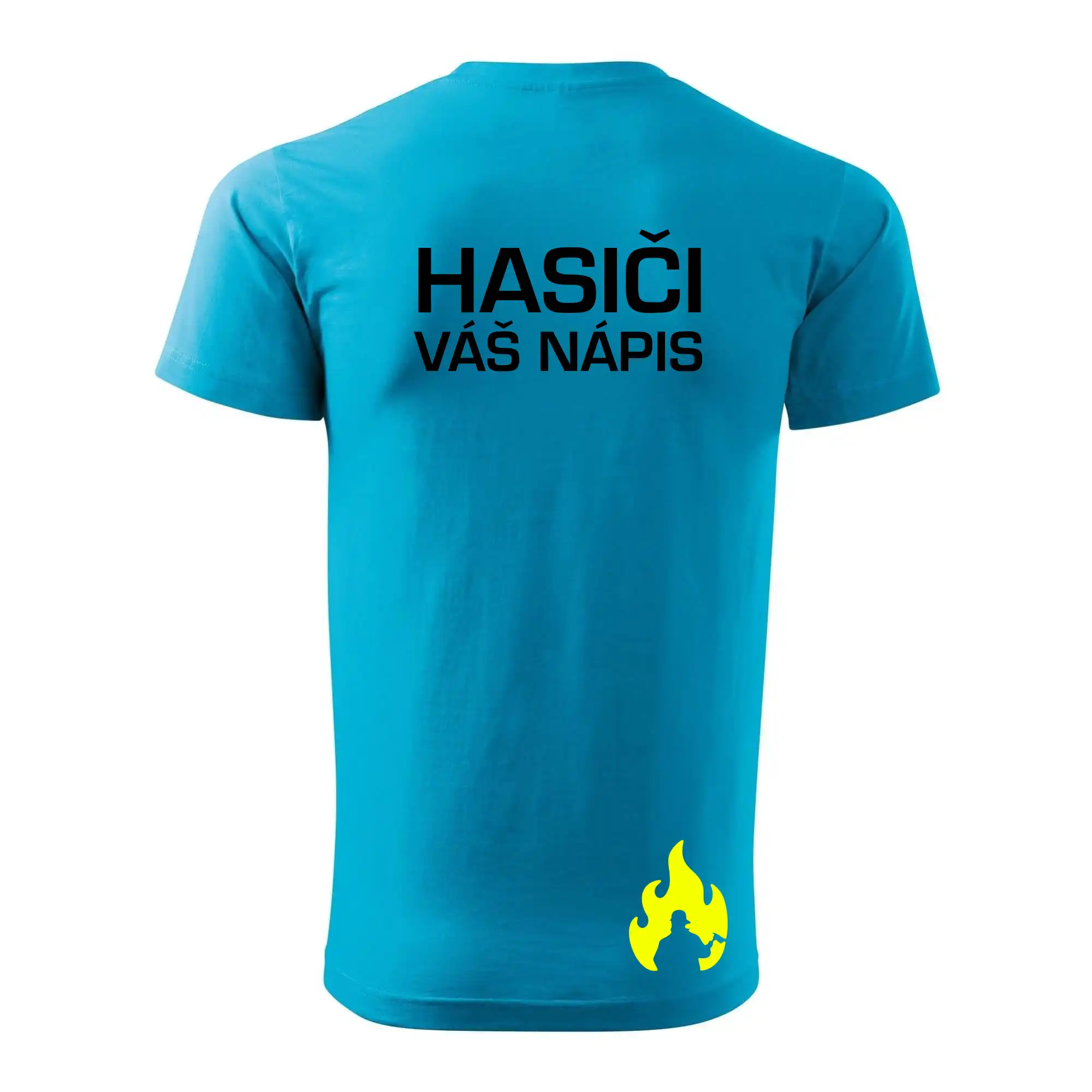 Hasič stojící - nápis hasiči - Velký nápis  na zádech